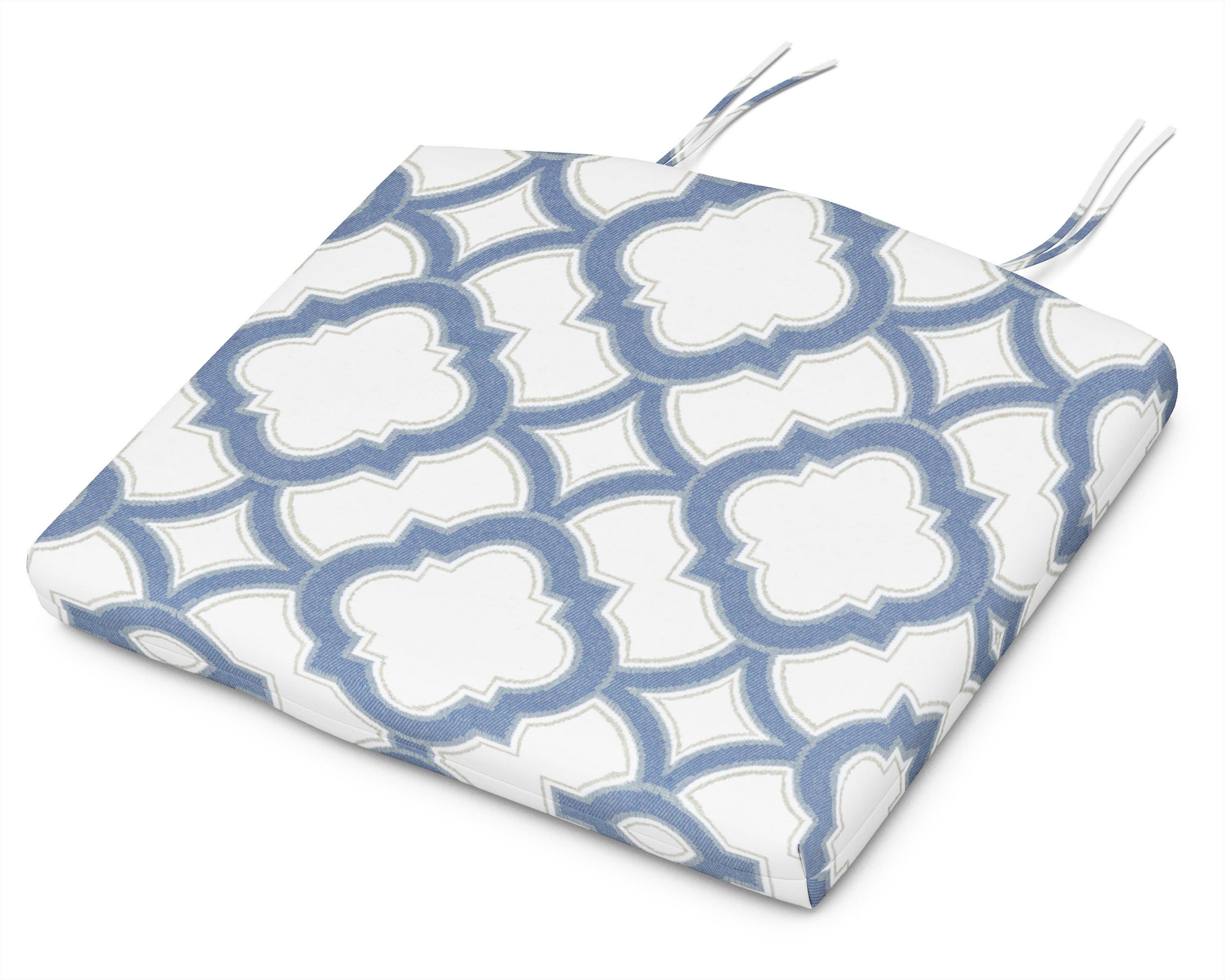Seat Cushion - 12.65"D x 15"W x 2.5"H in Trellis Sky Blue