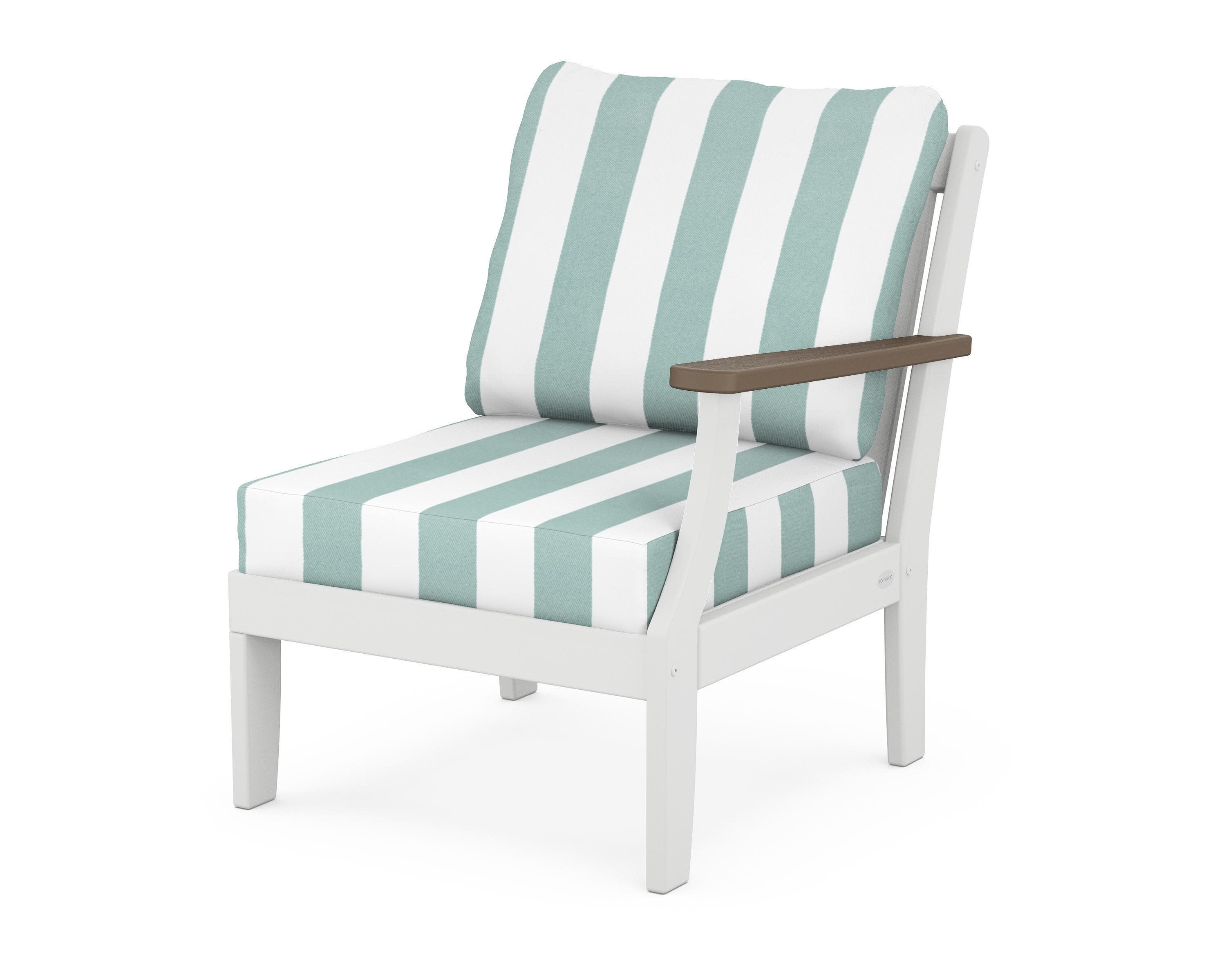 Braxton Modular Right Arm Chair in White / Kona / Cabana Stripe Glacier Spa