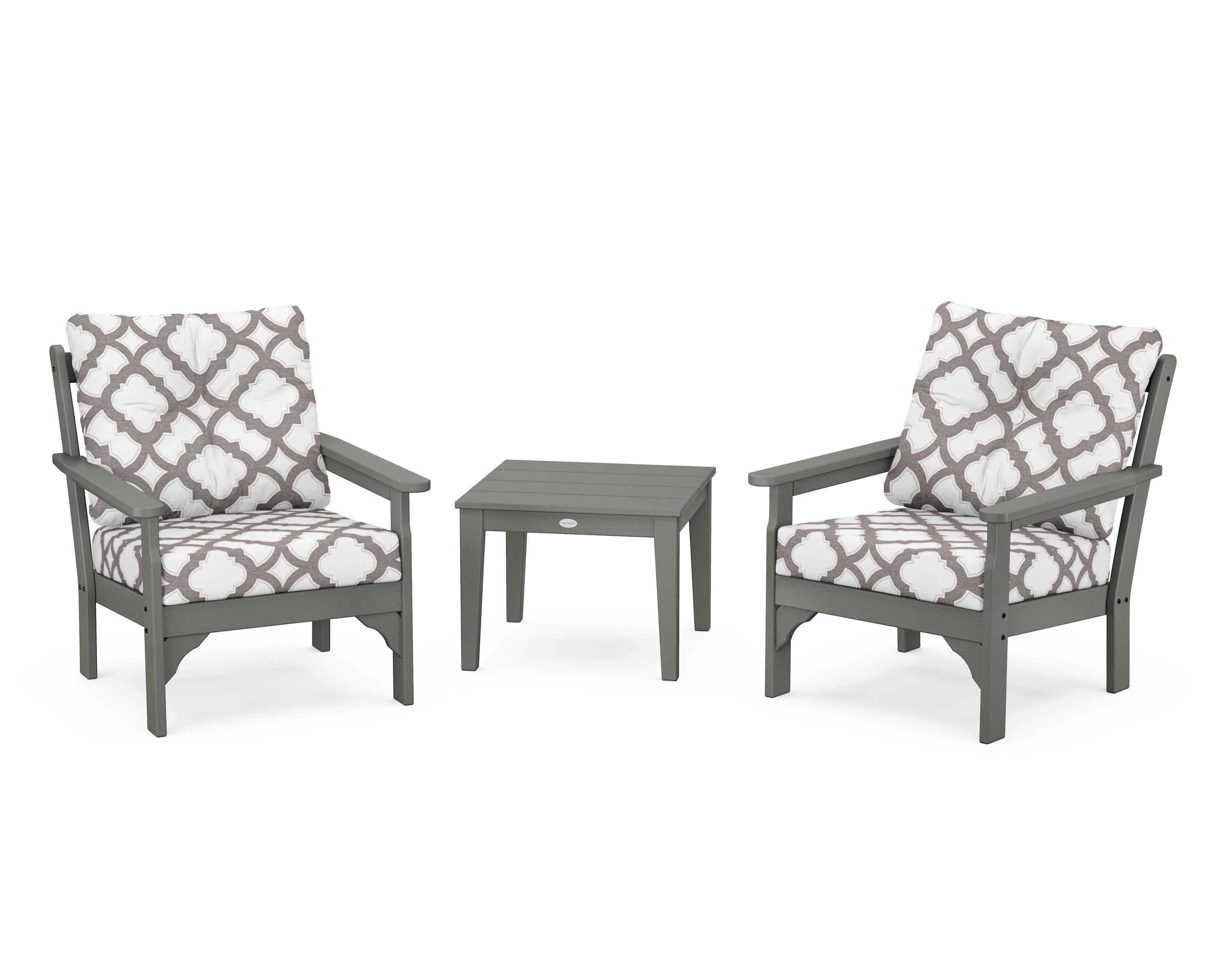 Vineyard 3-Piece Deep Seating Set in Slate Grey / Trellis Grey Mist