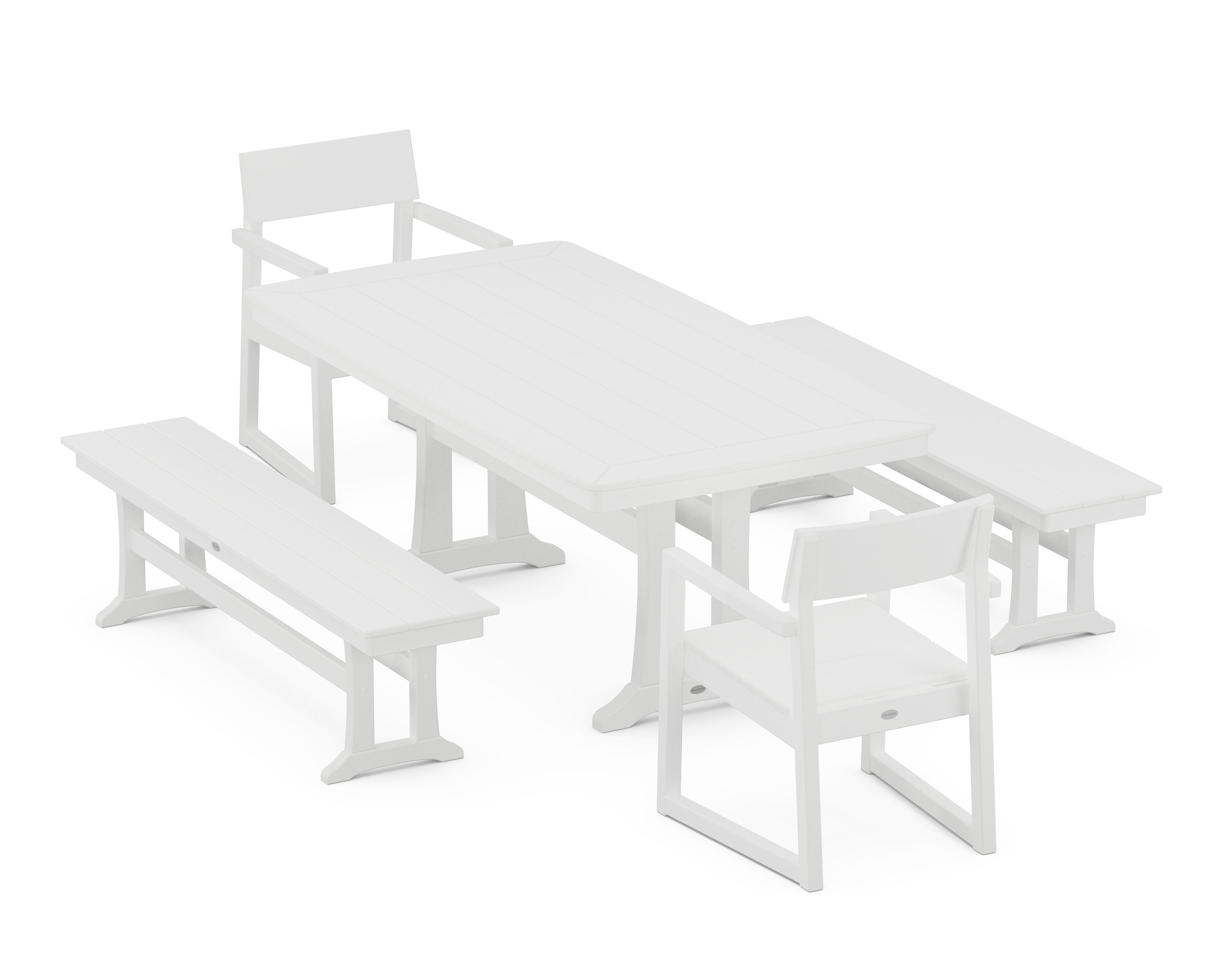 EDGE 5-Piece Dining Set with Trestle Legs in White
