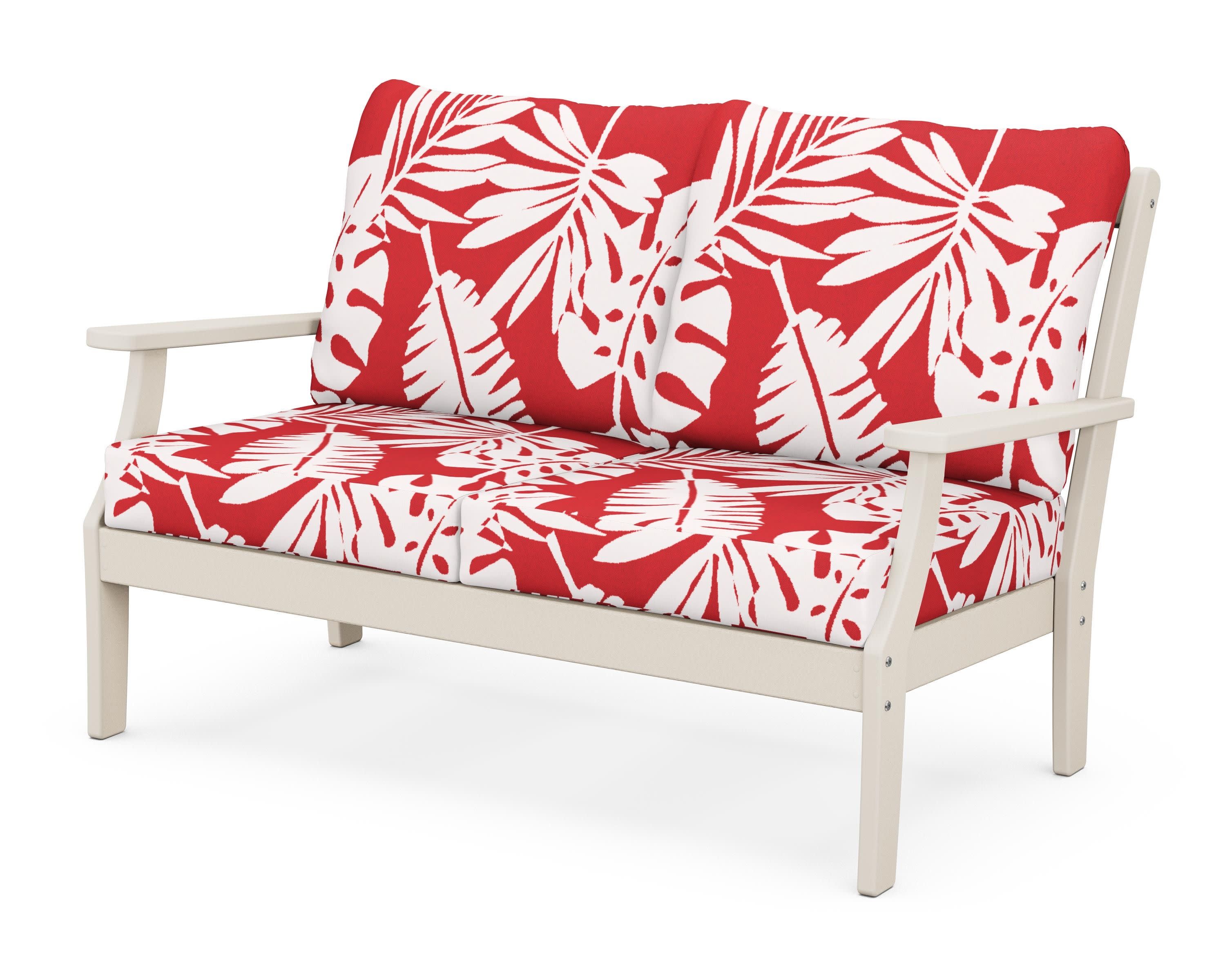 Braxton Deep Seating Loveseat in Sand / Leaf Crimson