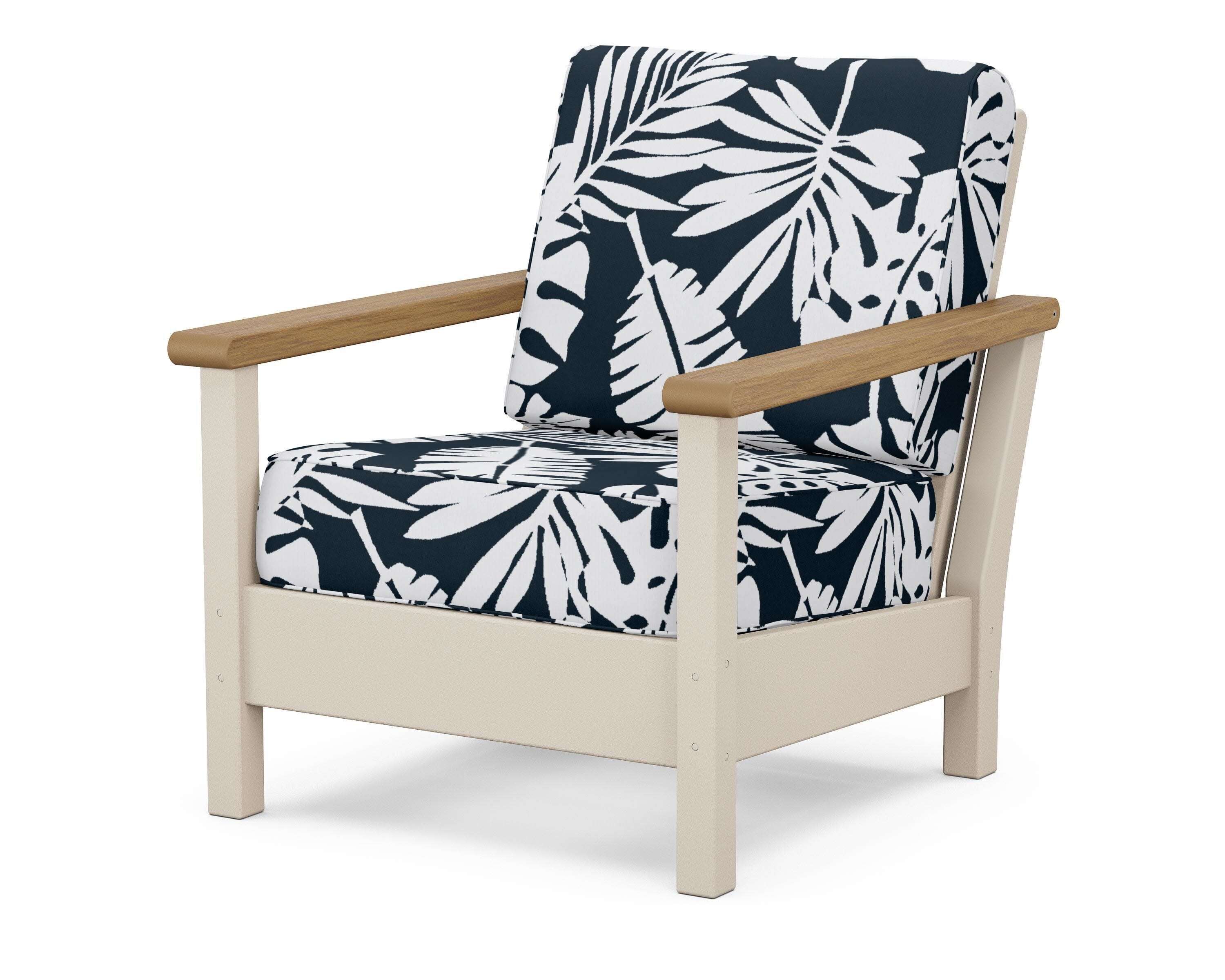 Harbour Deep Seating Chair in Sand / Natural / Leaf Marine Indigo