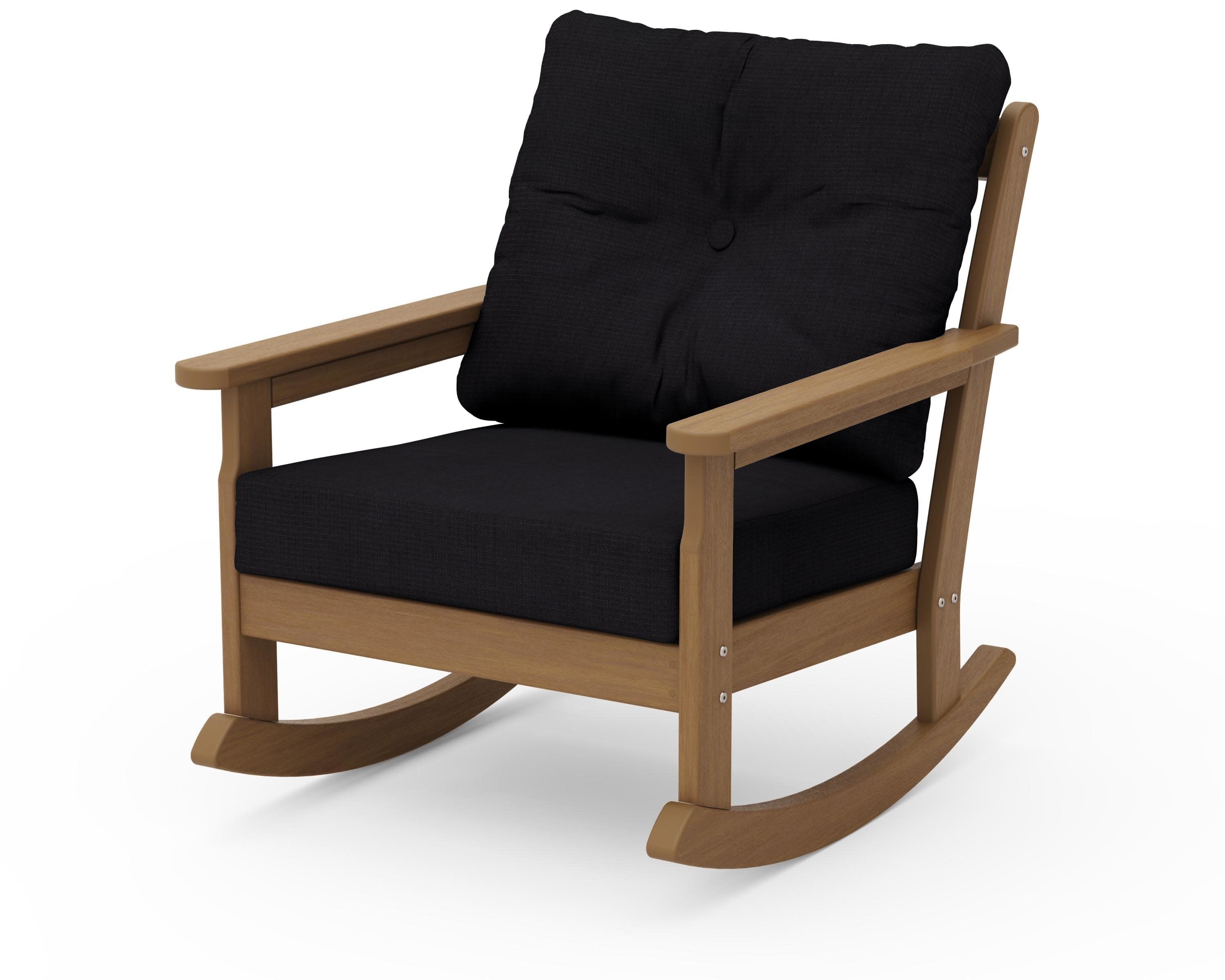 Vineyard Deep Seating Rocking Chair in Natural / Midnight Linen