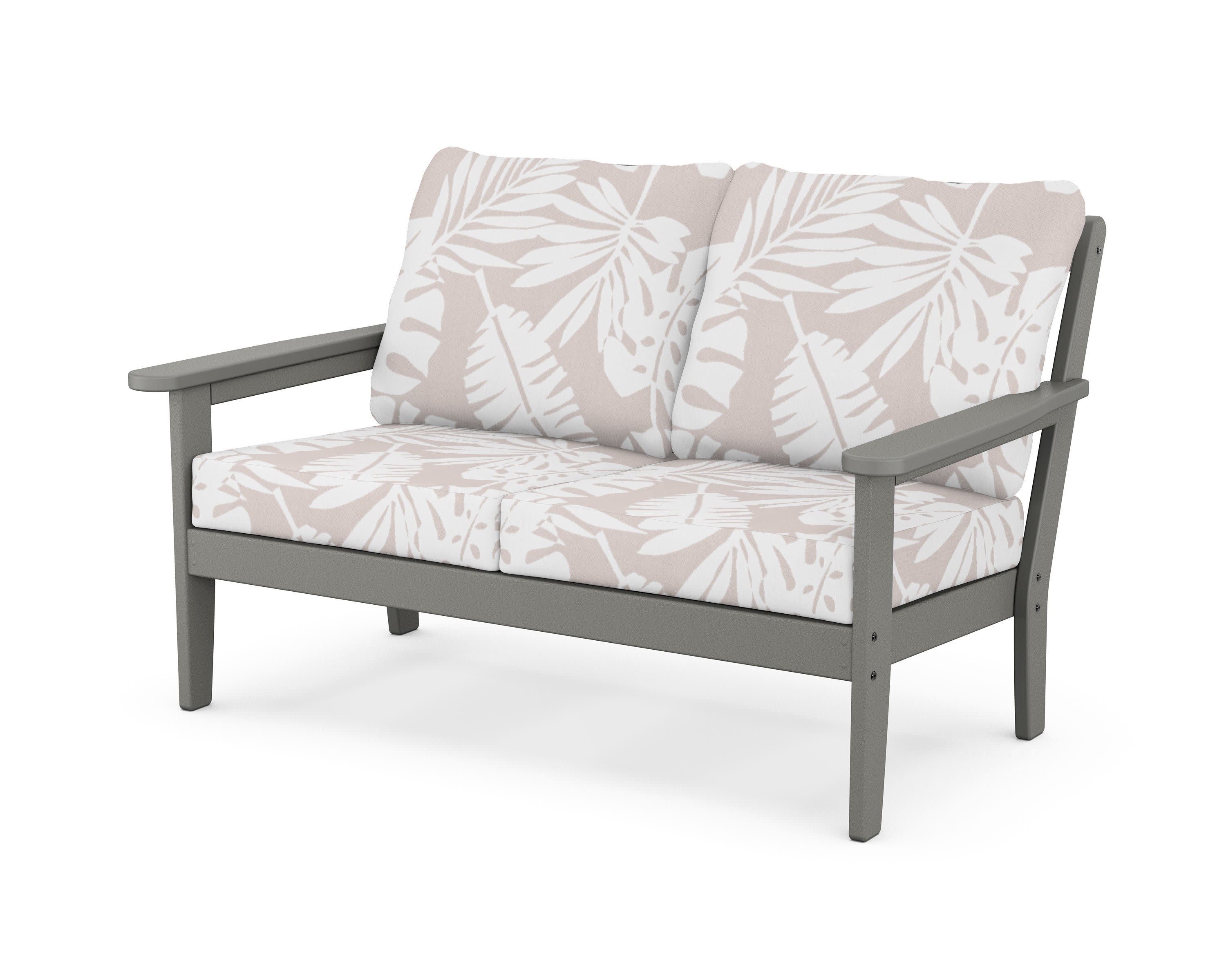 Cottage Deep Seating Loveseat in Slate Grey / Leaf Dune Burlap