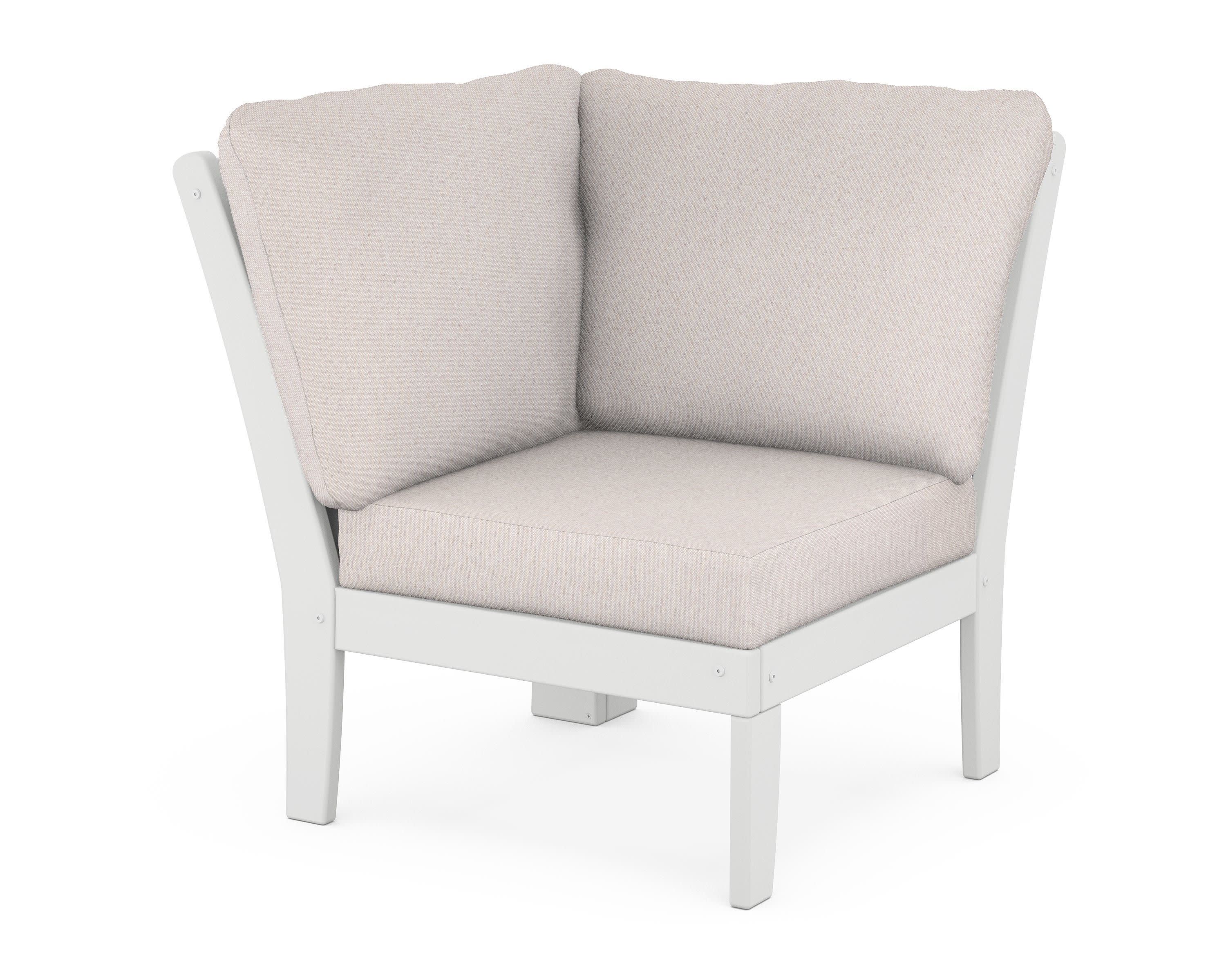 Braxton Modular Corner Chair in White / Dune Burlap