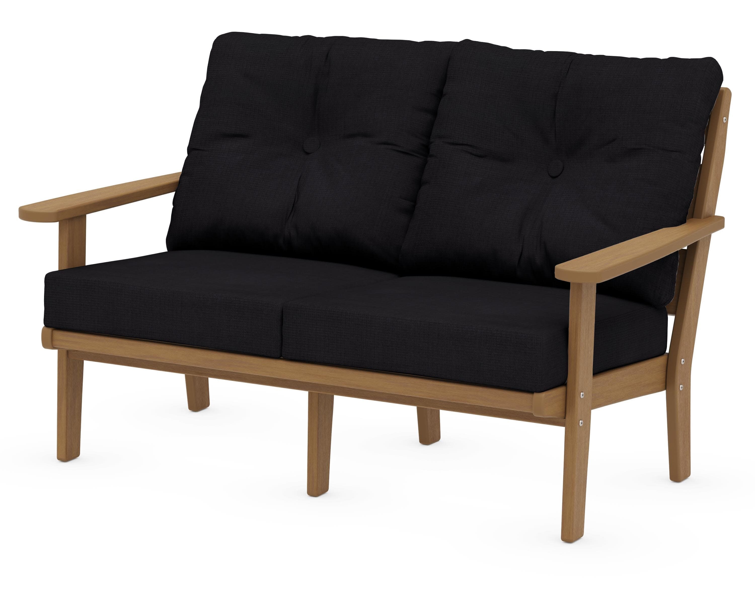 Lakeside Deep Seating Loveseat in Natural / Midnight Linen