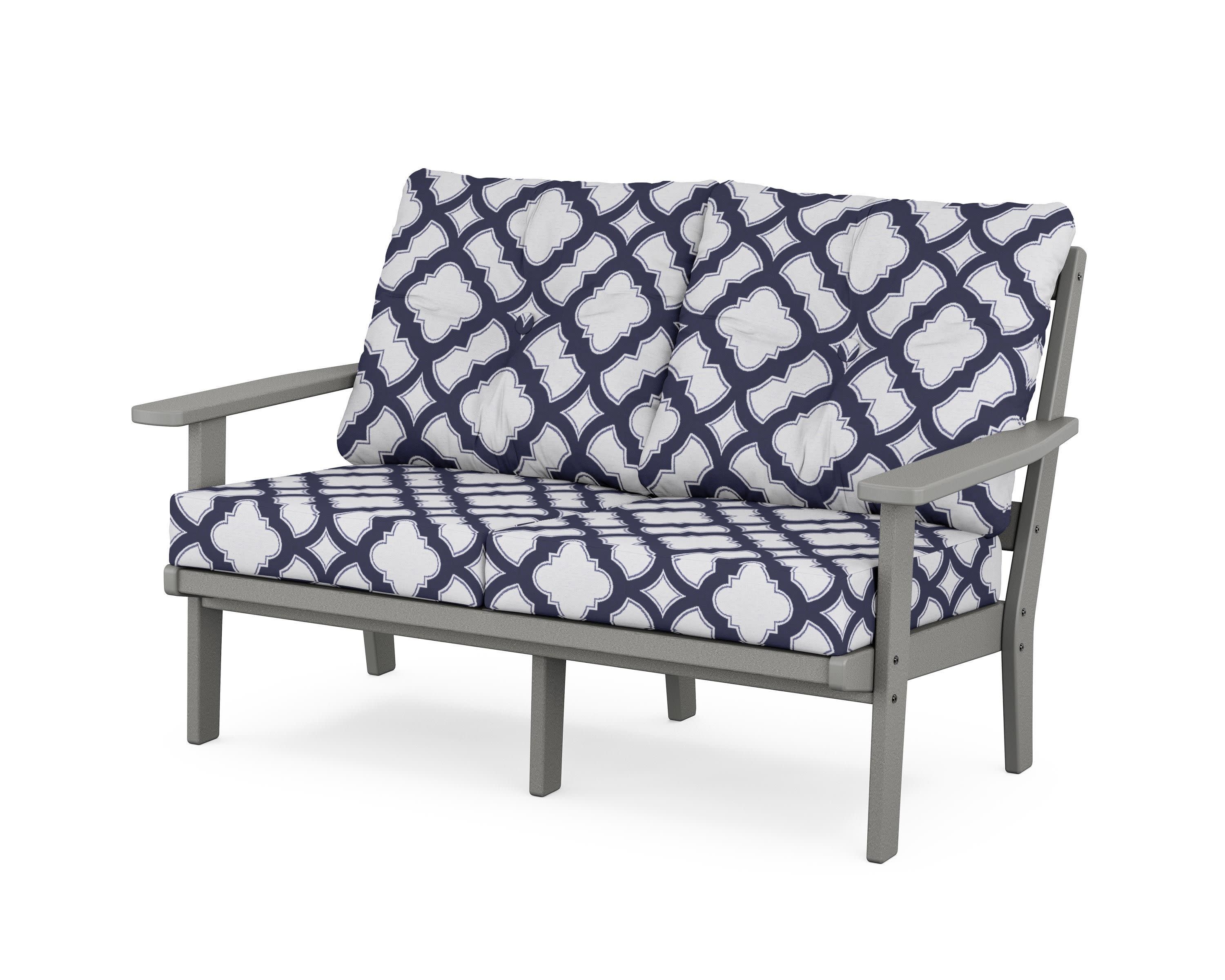 Oxford Deep SeatingLoveseat in Slate Grey / Trellis Navy