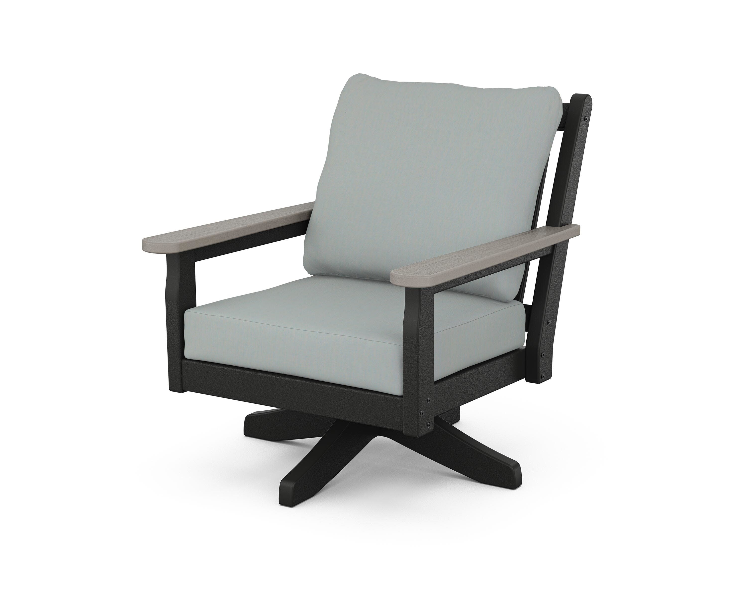 Chippendale Deep Seating Swivel Chair in Black / Driftwood / Spa