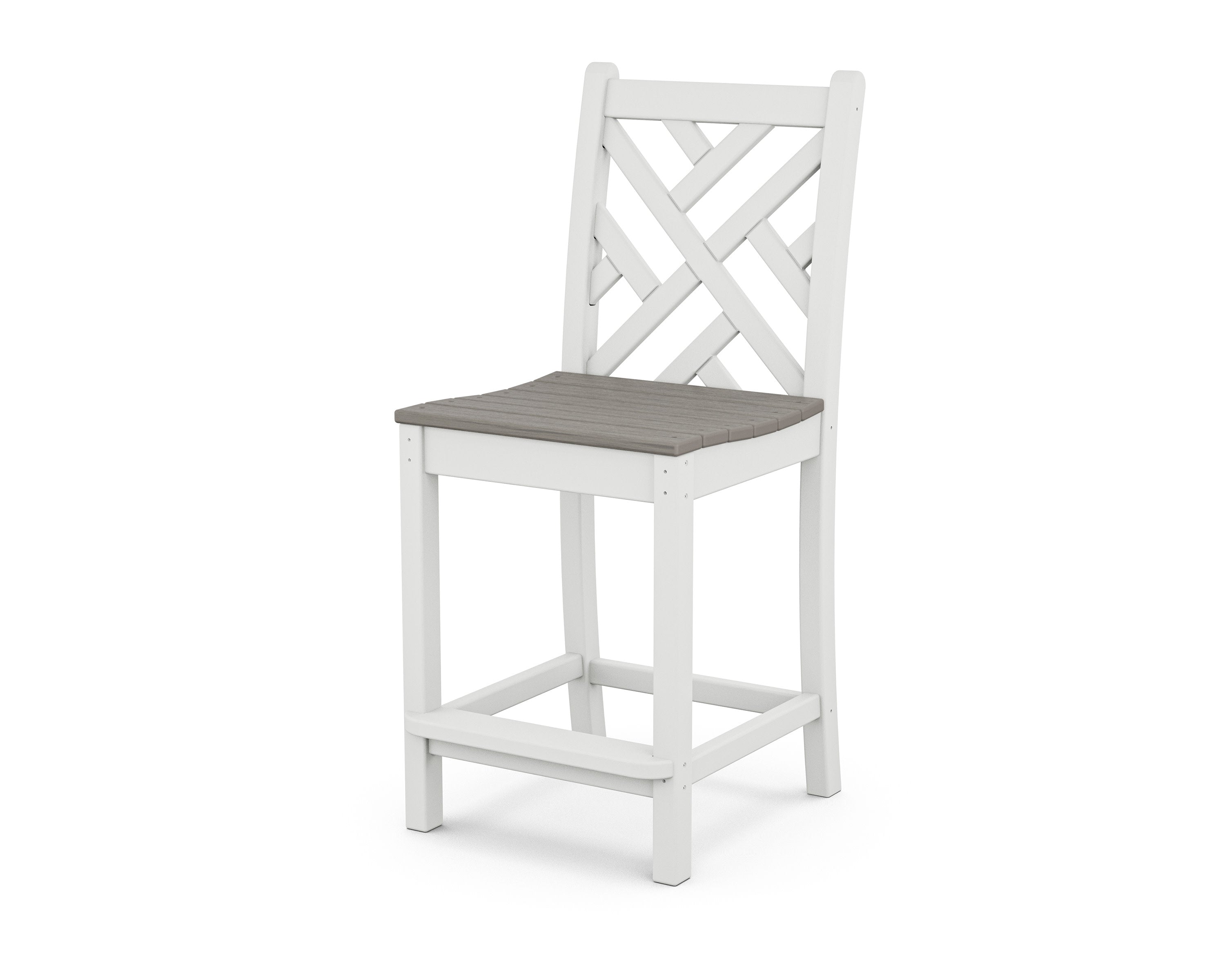 Chippendale Counter Side Chair in White / Driftwood