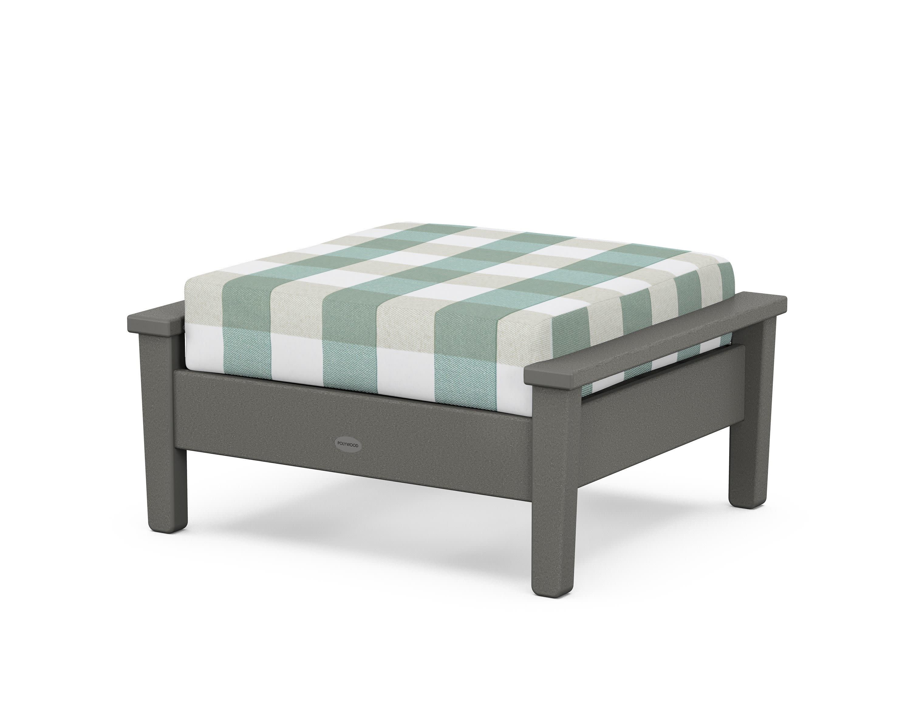 Prescott Deep Seating Ottoman in Slate Grey / Buffalo Plaid Glacier Spa