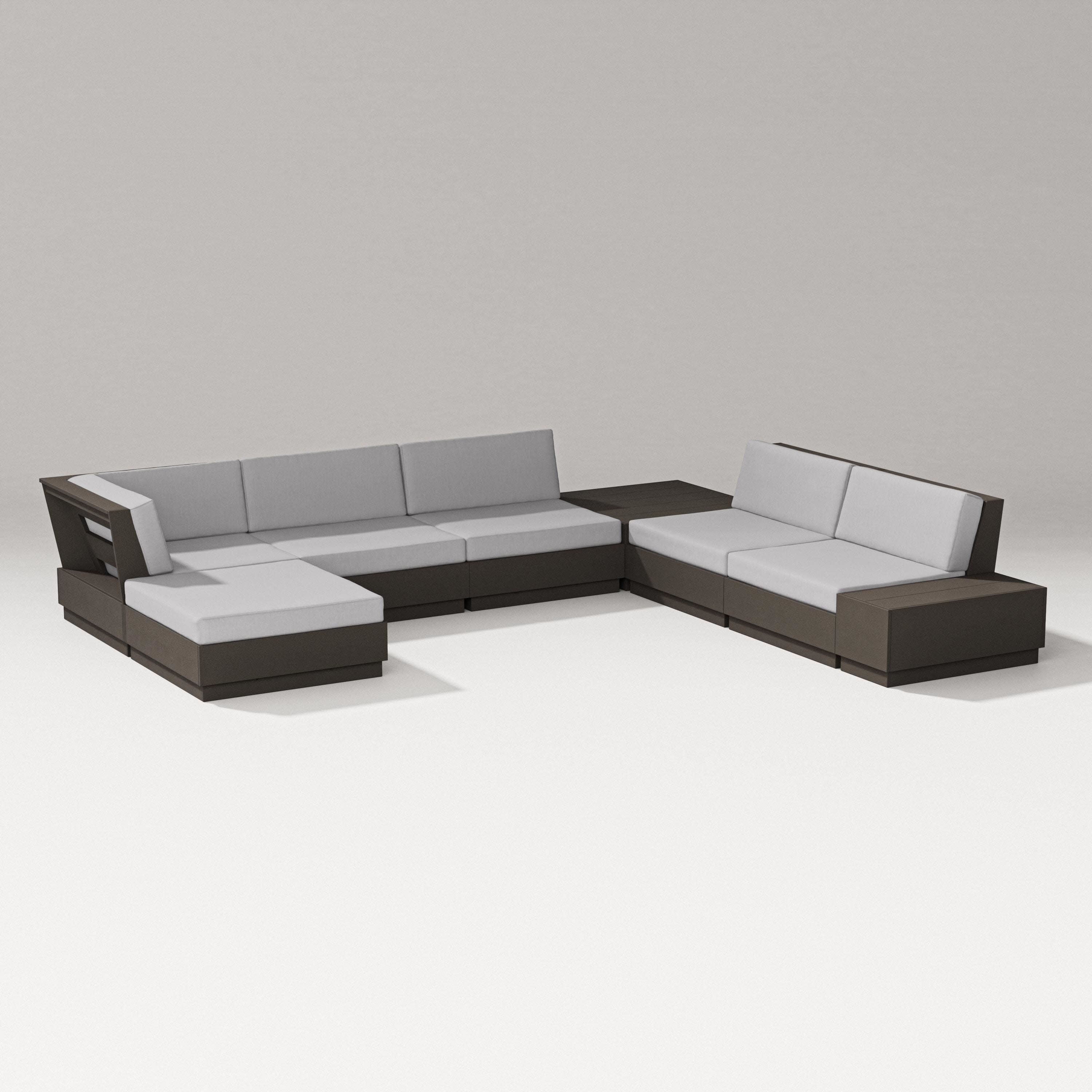 Elevate 8-Piece Corner Sectional in Vintage Coffee / Granite