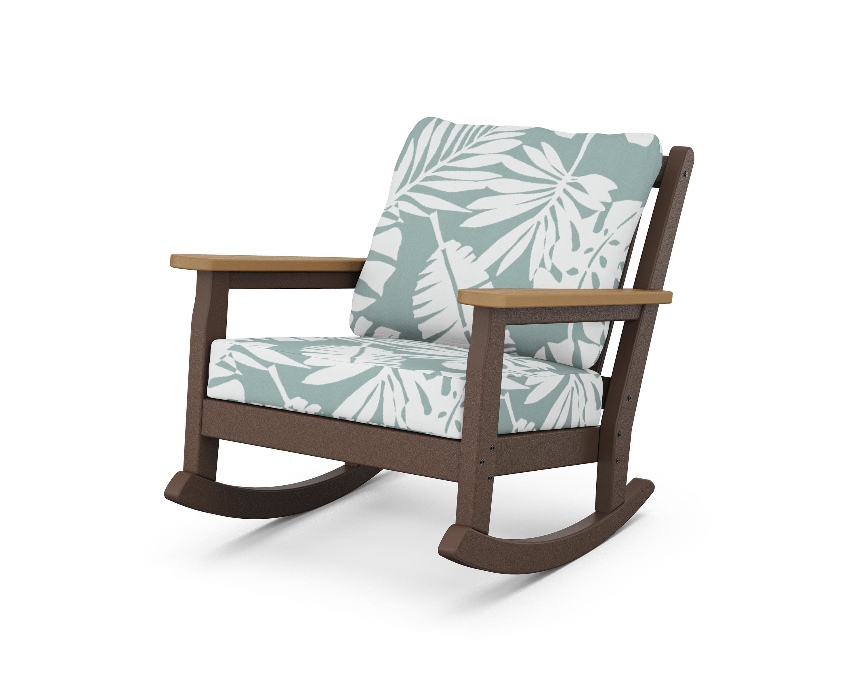 Chippendale Deep Seating Rocking Chair in Mahogany / Natural / Leaf Glacier Spa