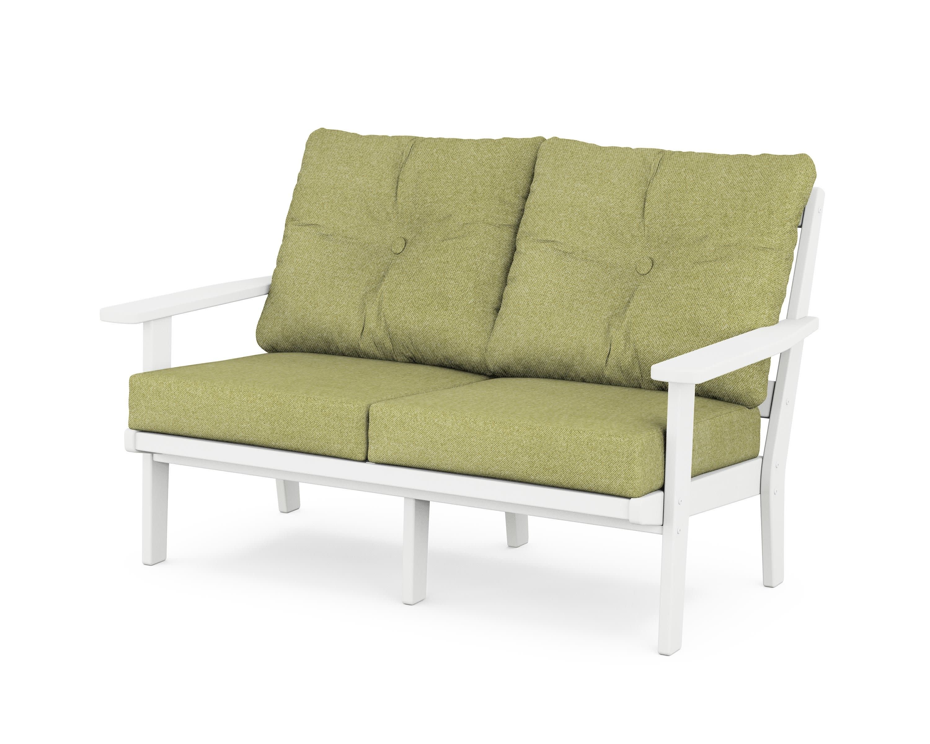 Oxford Deep SeatingLoveseat in White / Chartreuse Boucle