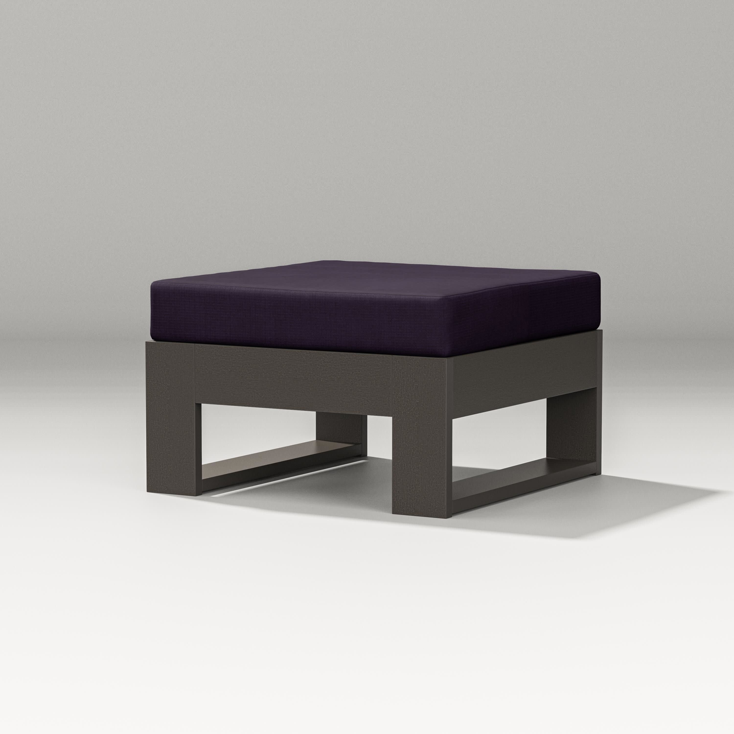 Latitude Lounge Ottoman in Vintage Coffee / Navy Linen