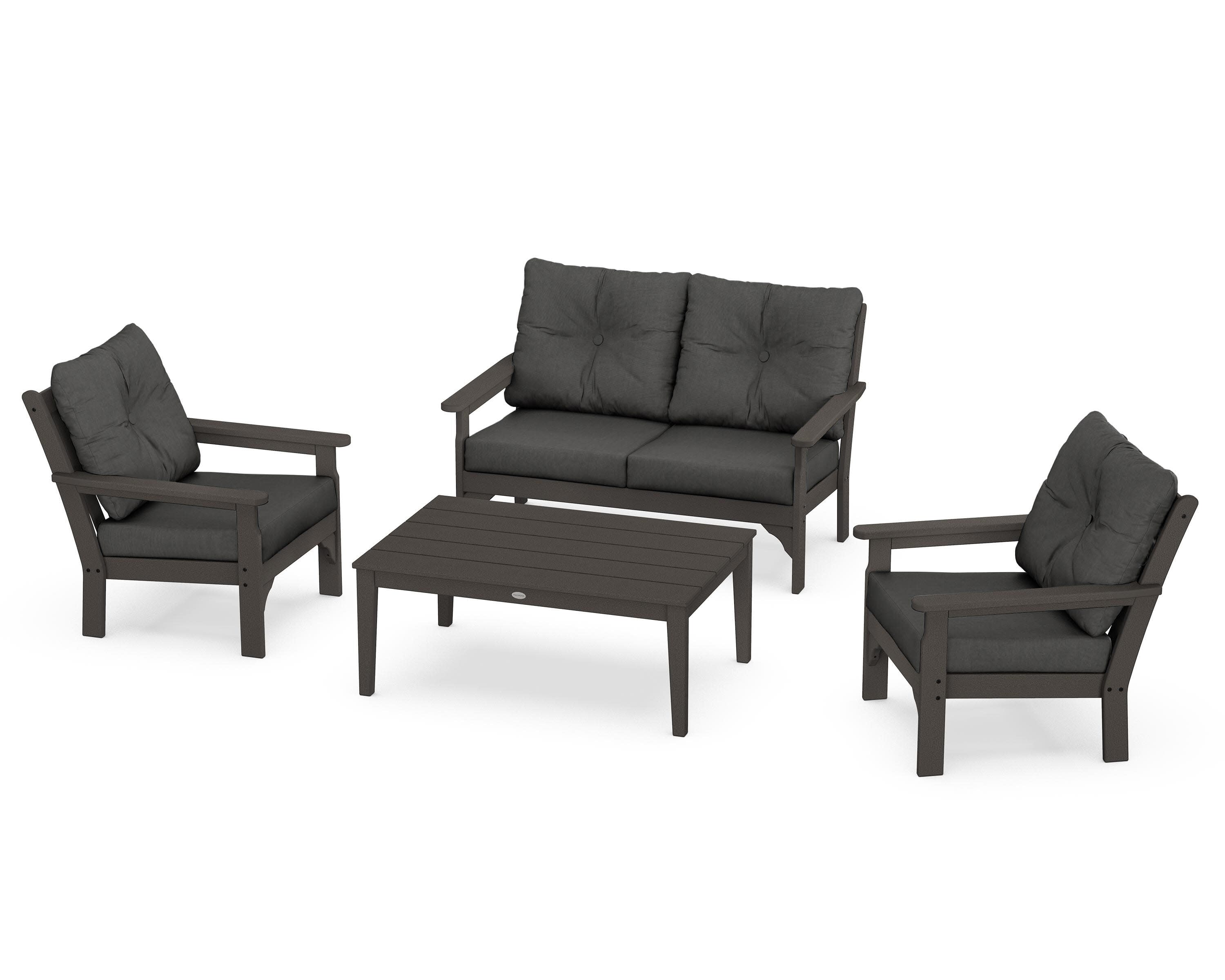 Vineyard 4-Piece Deep Seating Set in Vintage Coffee / Spectrum Carbon