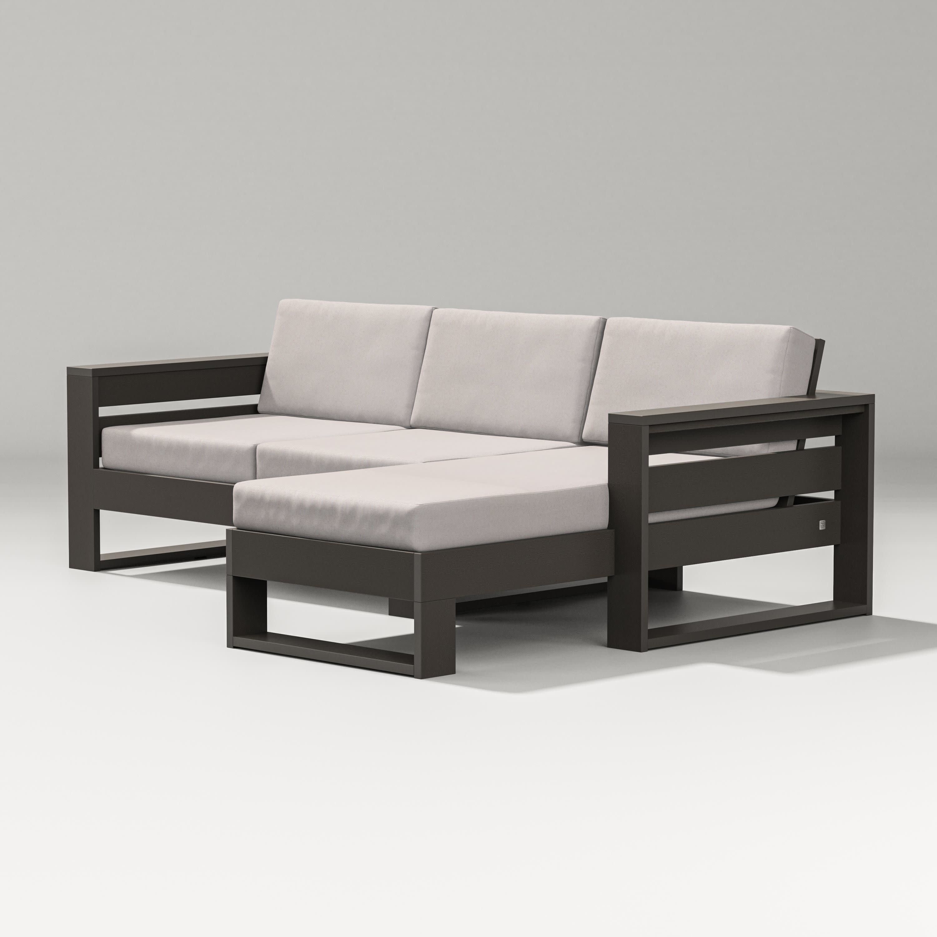 Latitude Right Chaise Sectional in Vintage Coffee / Dune Burlap