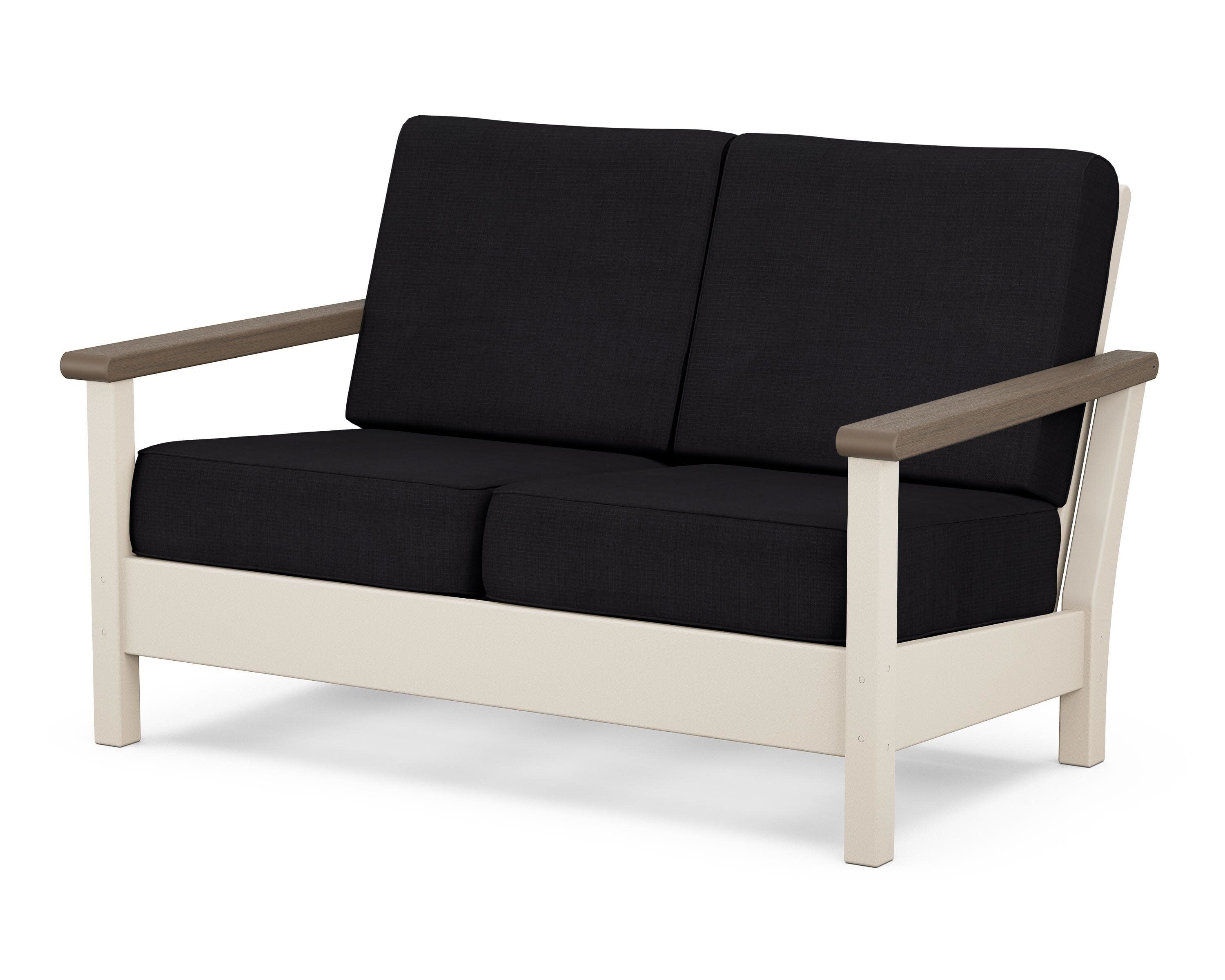 Harbour Deep Seating Loveseat in Sand / Kona / Midnight Linen