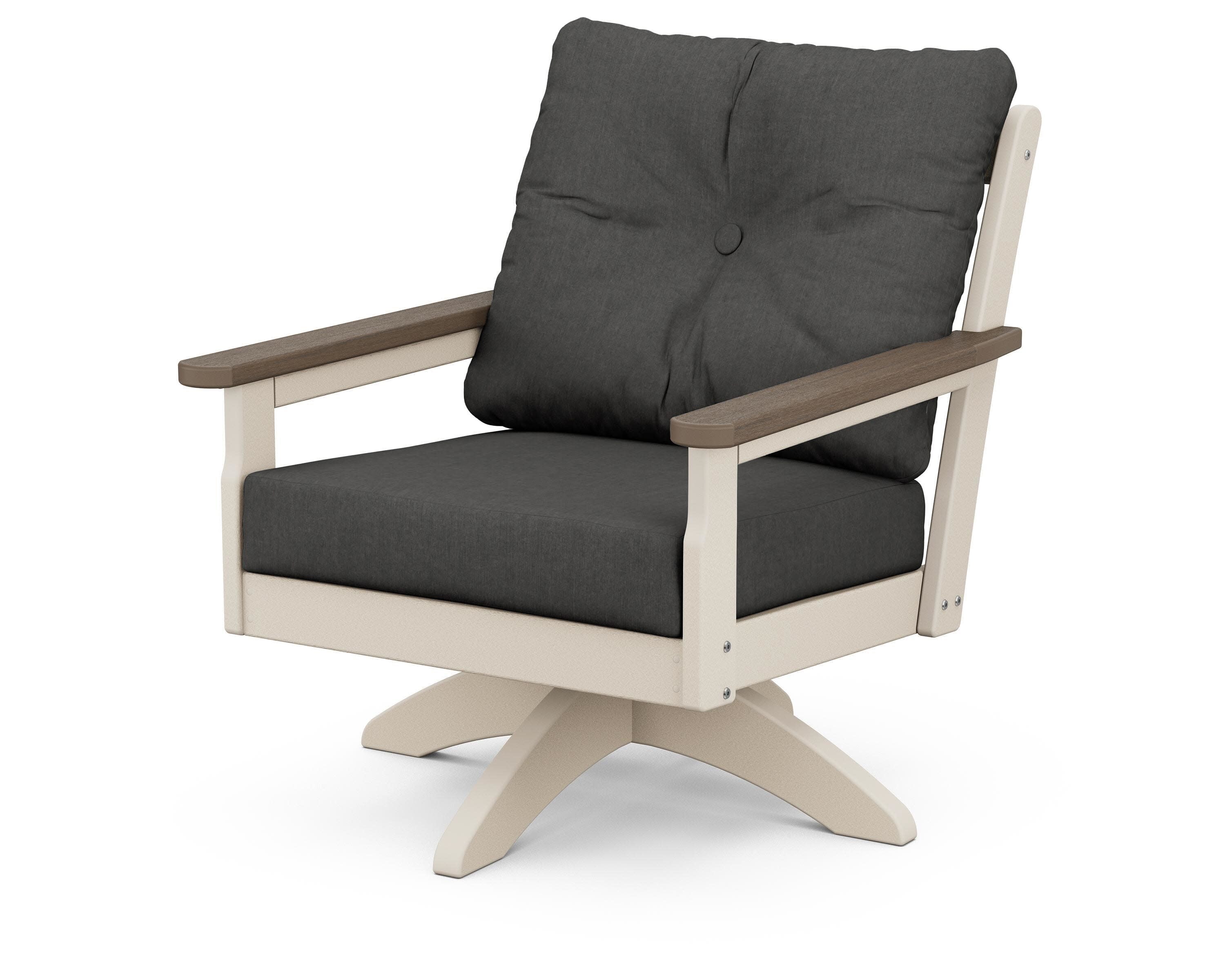 Vineyard Deep Seating Swivel Chair in Sand / Kona / Spectrum Carbon