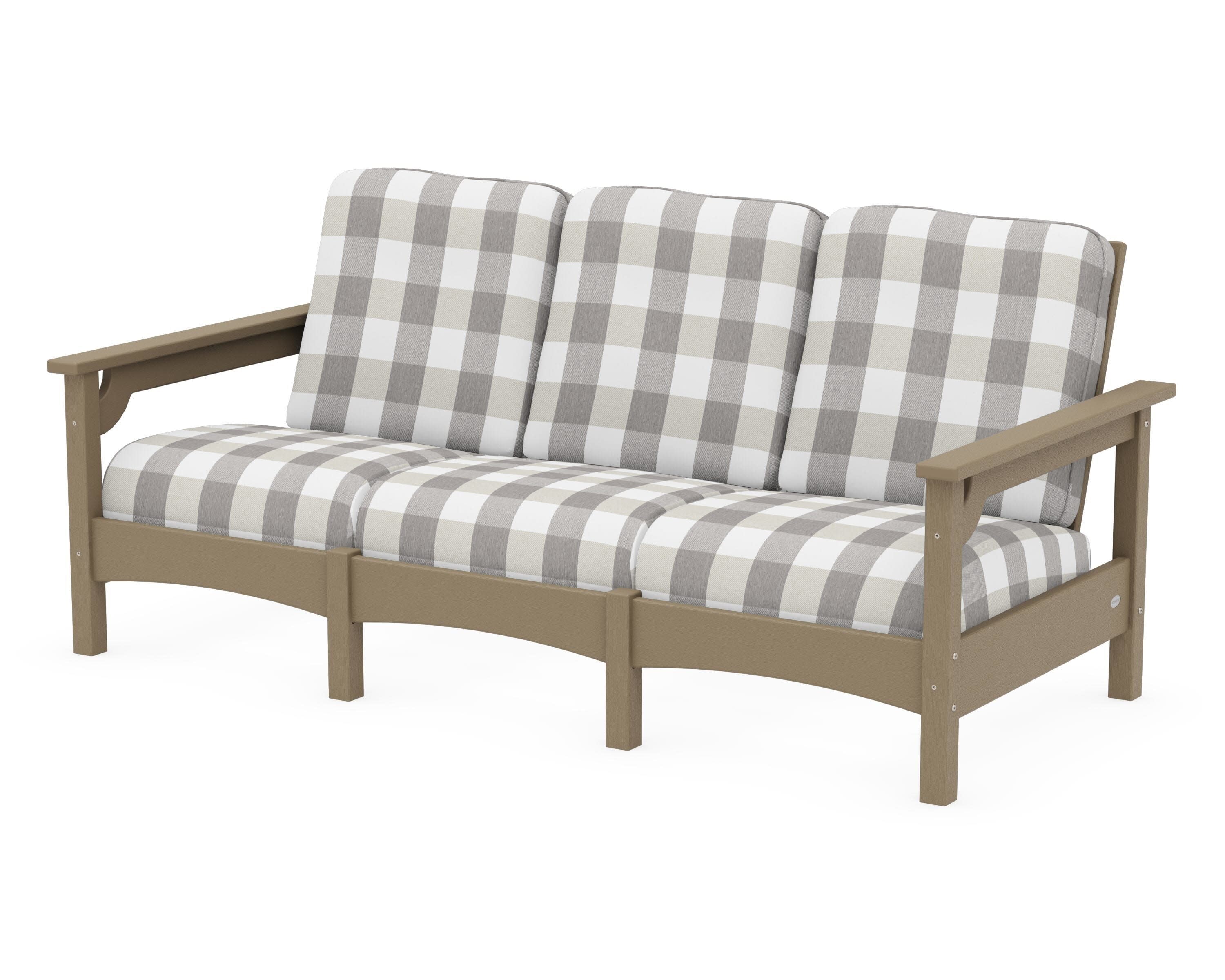 Club Sofa in Vintage Sahara / Buffalo Plaid Grey Mist
