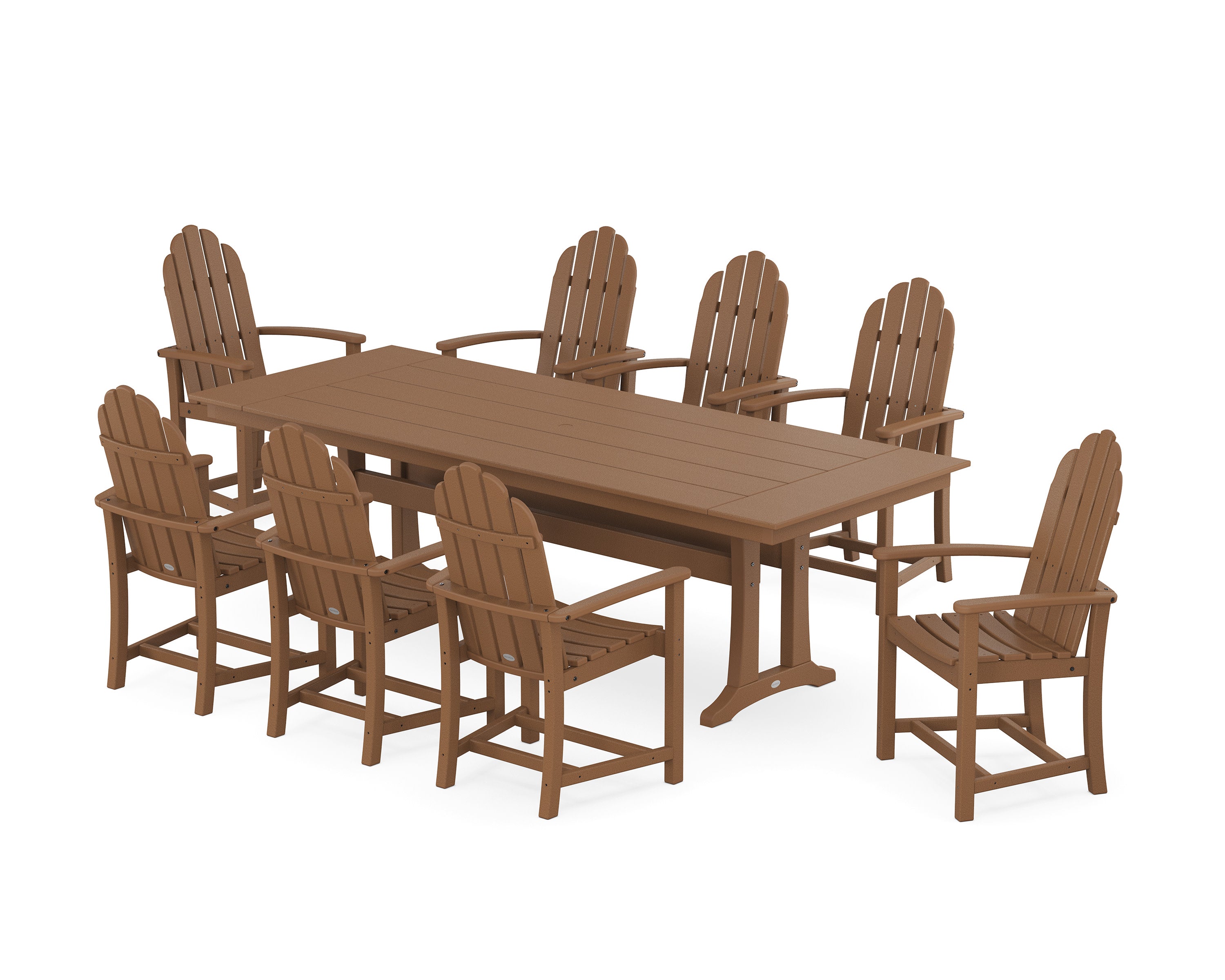 Classic Adirondack 9-Piece Farmhouse Dining Set with Trestle Legs in Teak