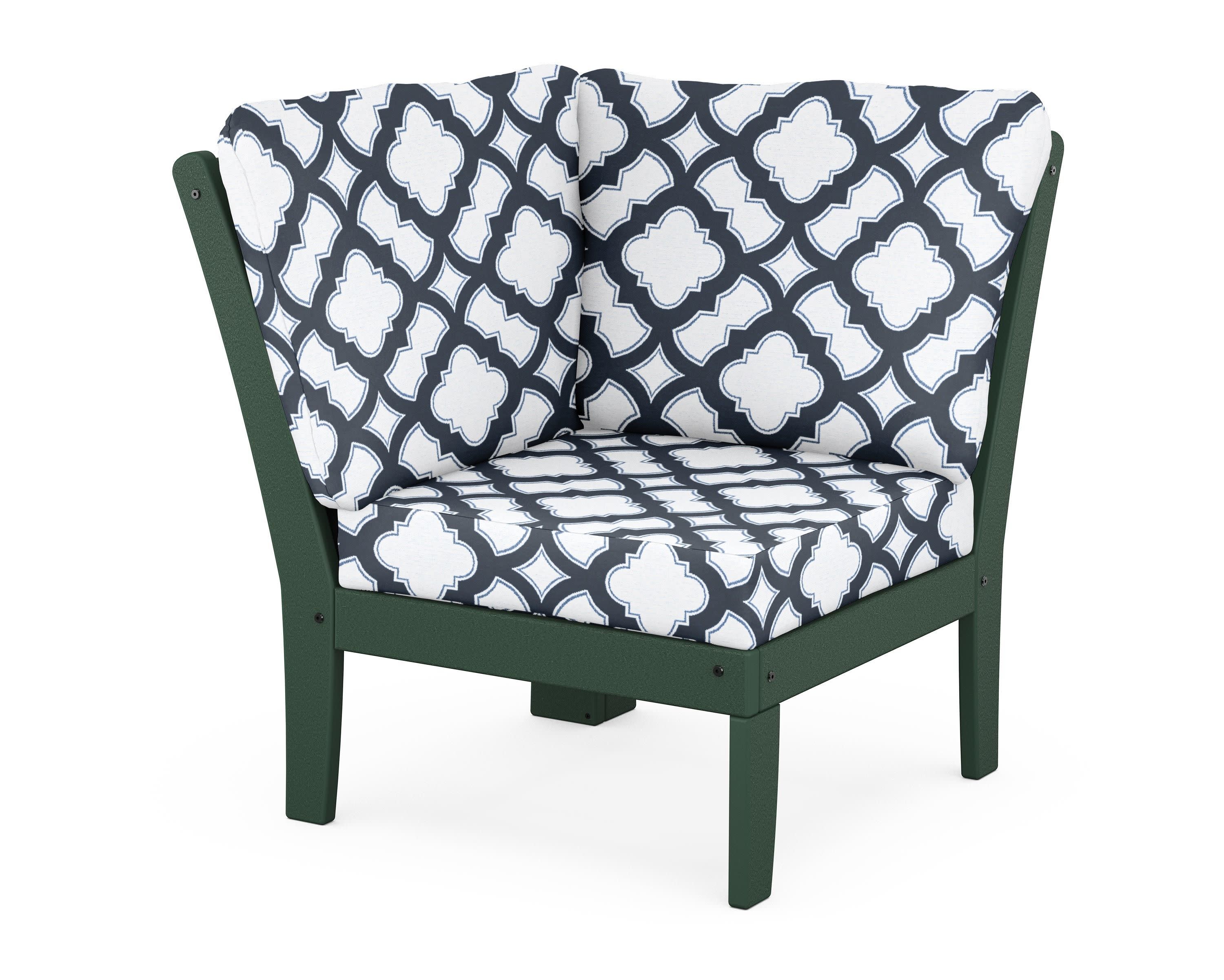 Braxton Modular Corner Chair in Green / Trellis Marine Indigo