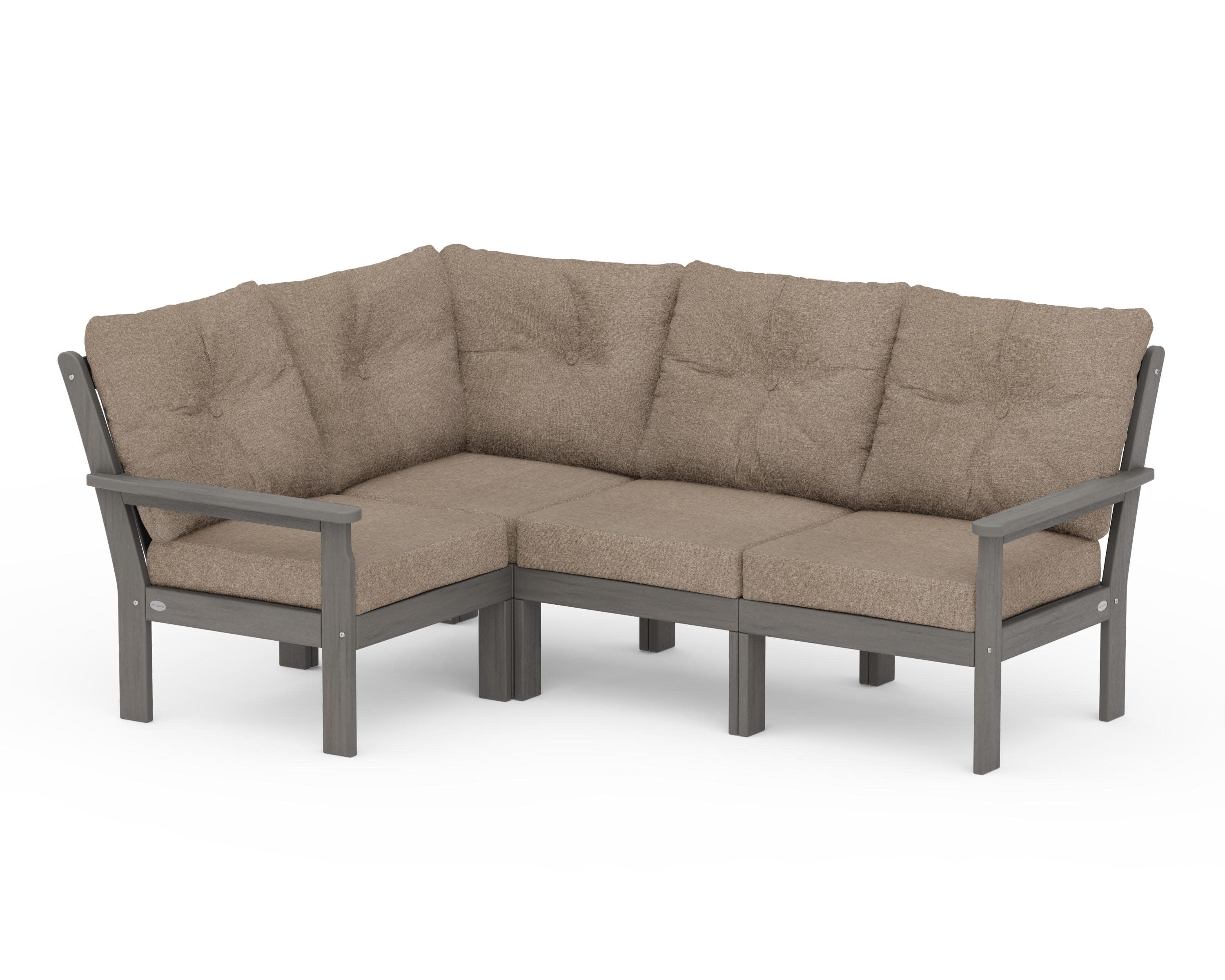 Vineyard 4-Piece Sectional in Driftwood / Spiced Burlap