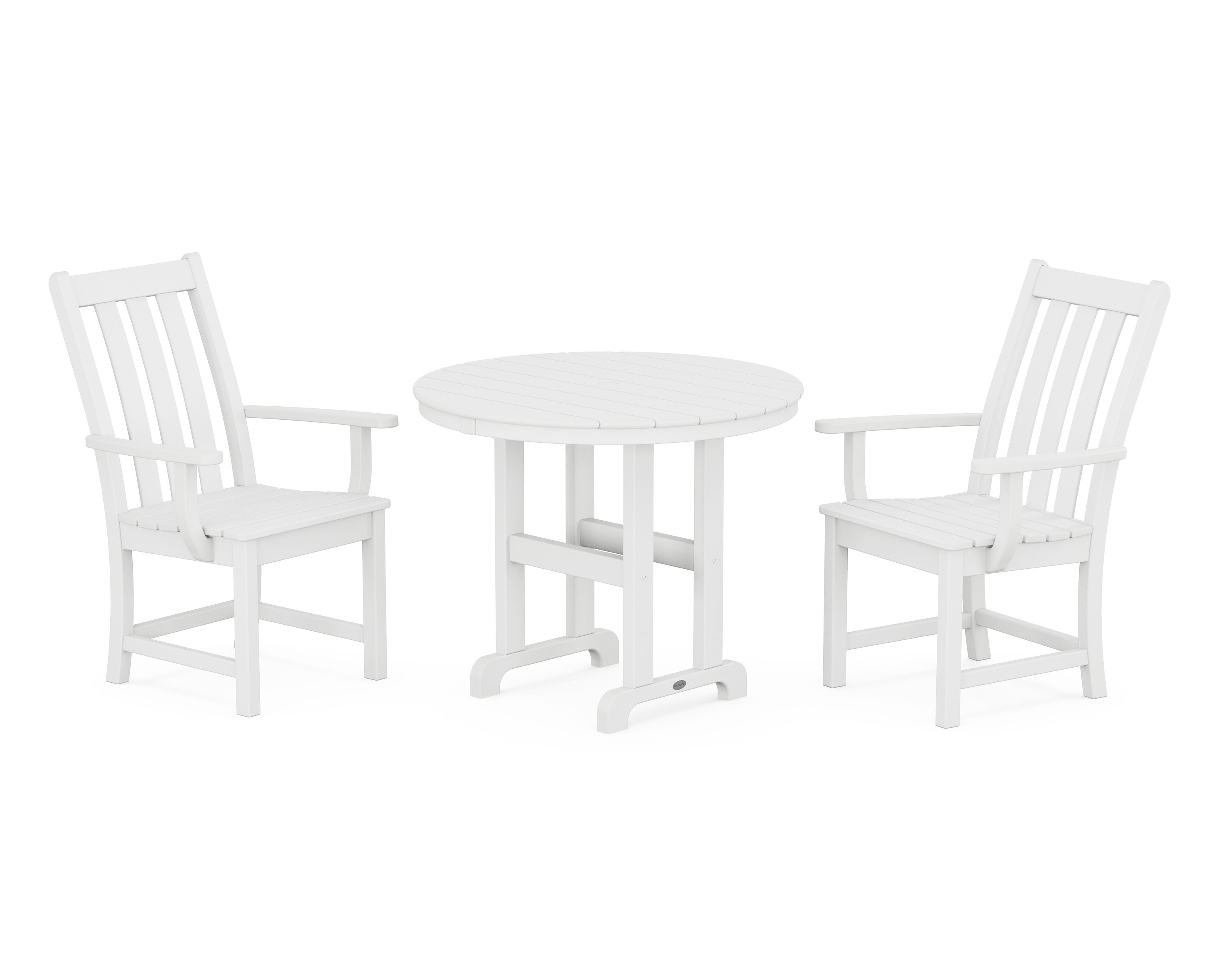 Vineyard 3-Piece Round Dining Set in White