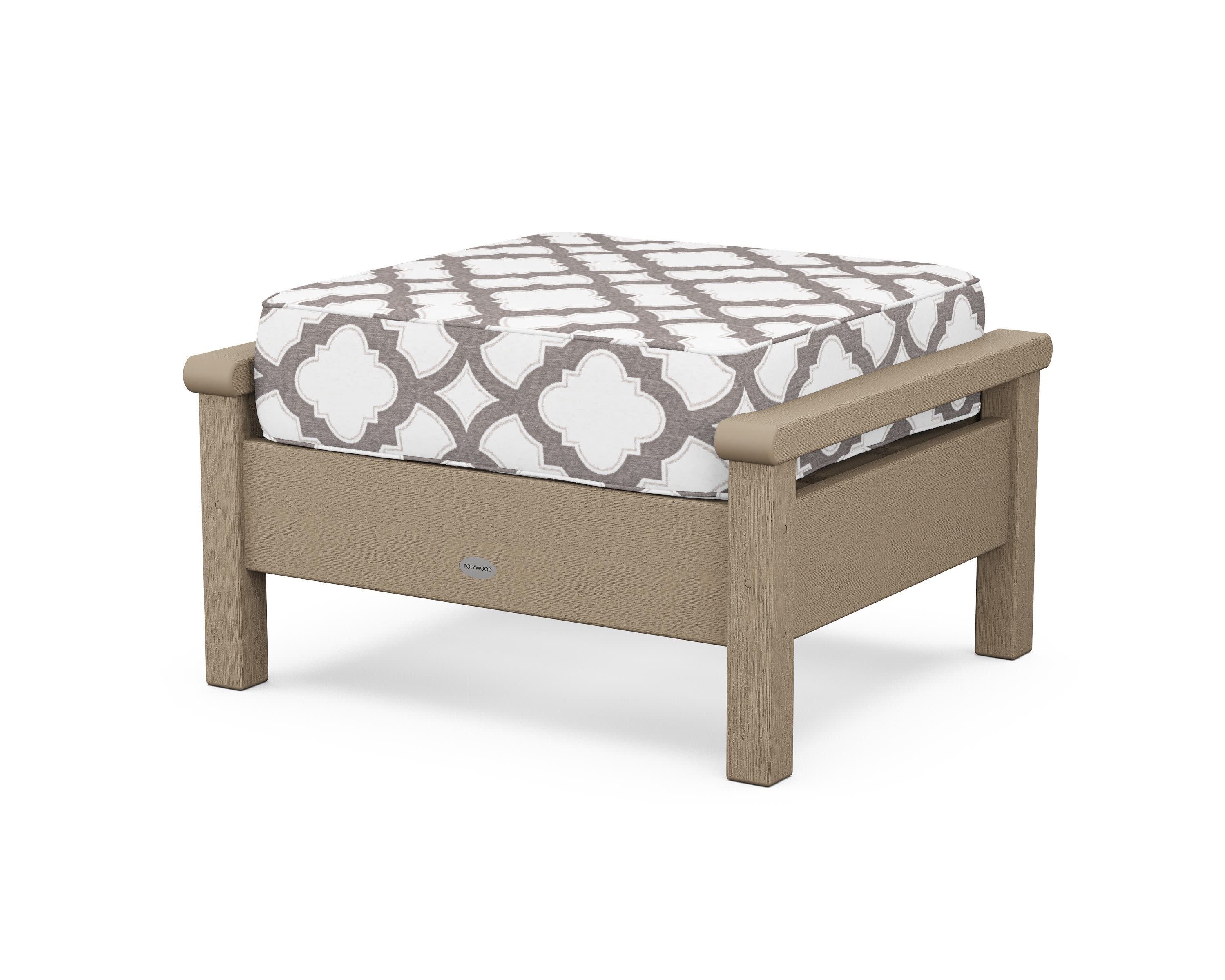 Harbour Deep Seating Ottoman in Vintage Sahara / Trellis Grey Mist