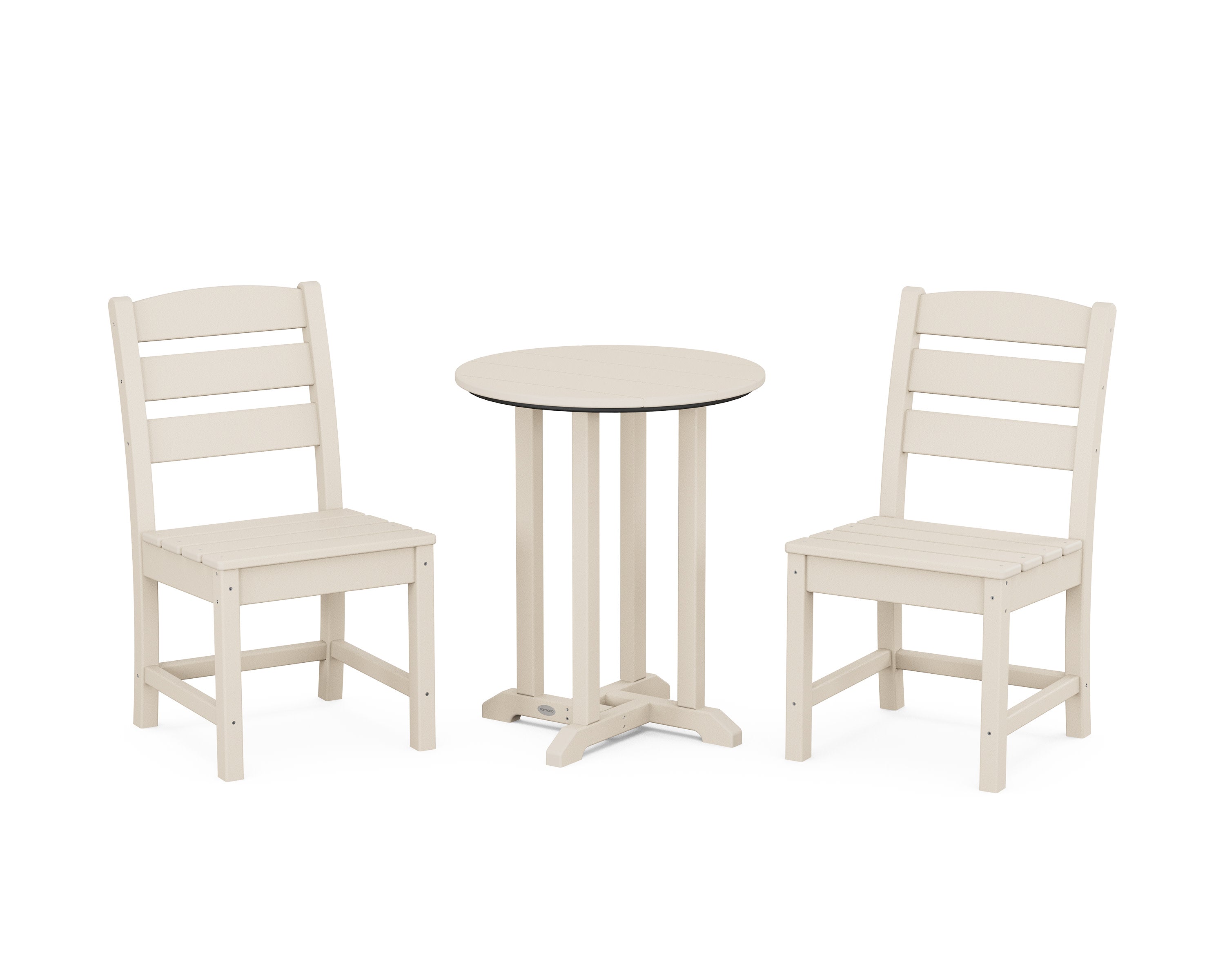 Lakeside Side Chair 3-Piece Round Bistro Dining Set in Sand