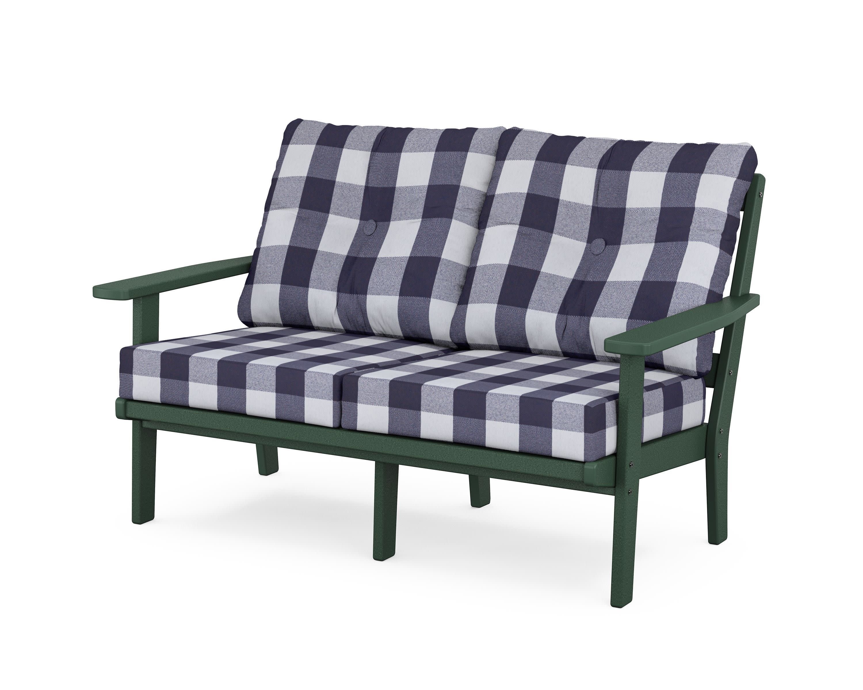 Oxford Deep SeatingLoveseat in Green / Buffalo Plaid Navy