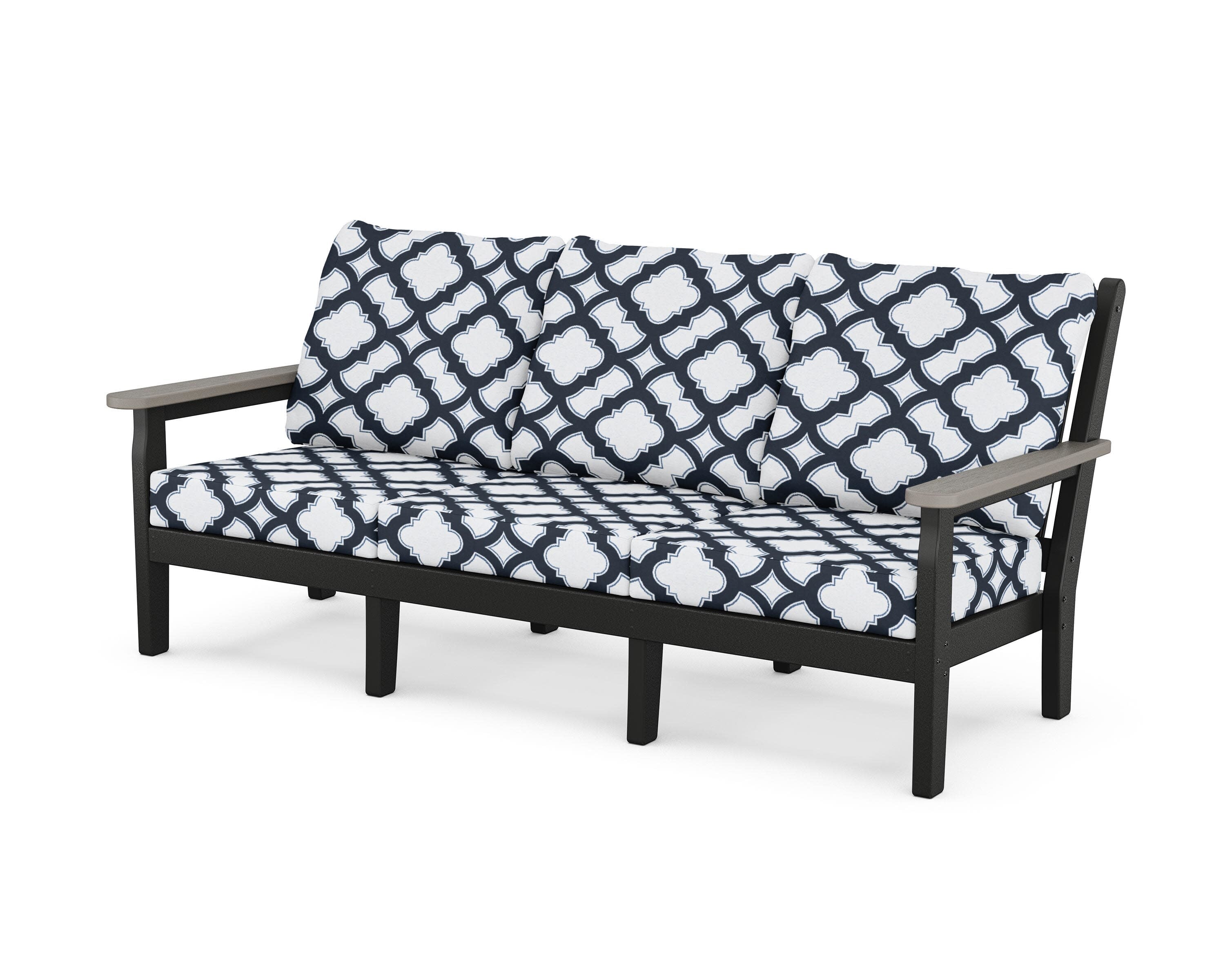 Chippendale Deep Seating Sofa in Black / Driftwood / Trellis Marine Indigo