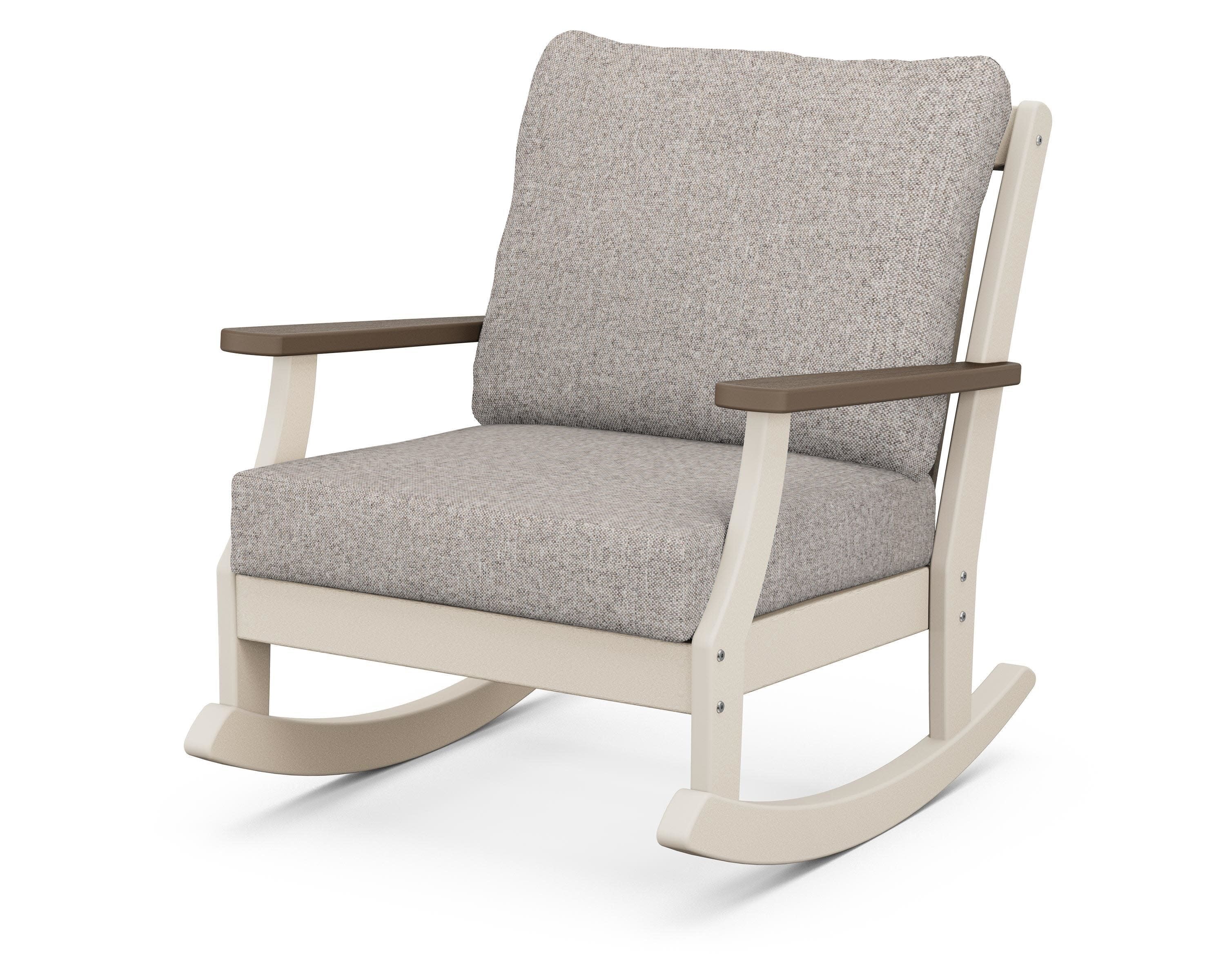 Braxton Deep Seating Rocking Chair in Sand / Kona / Weathered Tweed