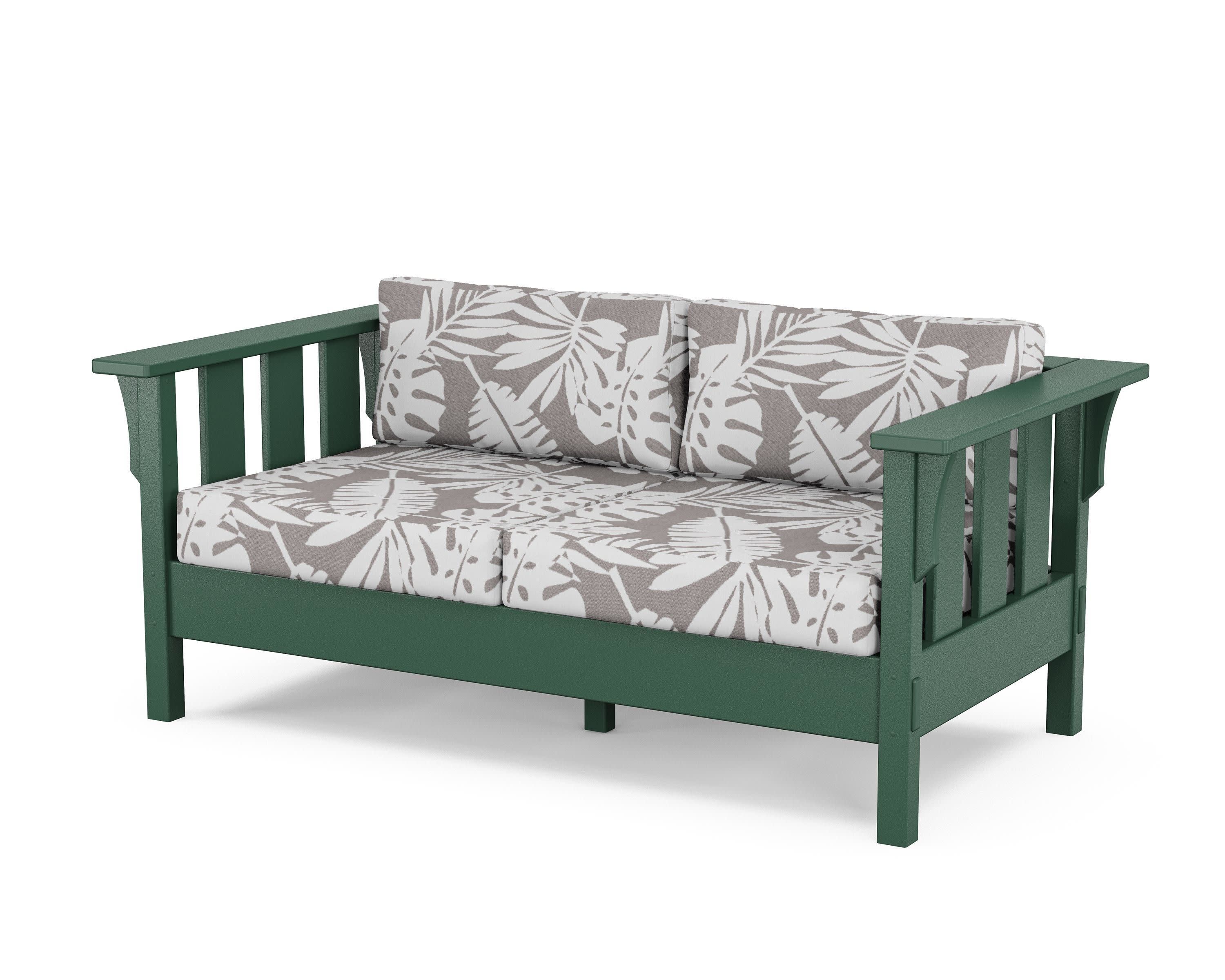 Acadia Deep Seating Loveseat in Green / Leaf Grey Mist