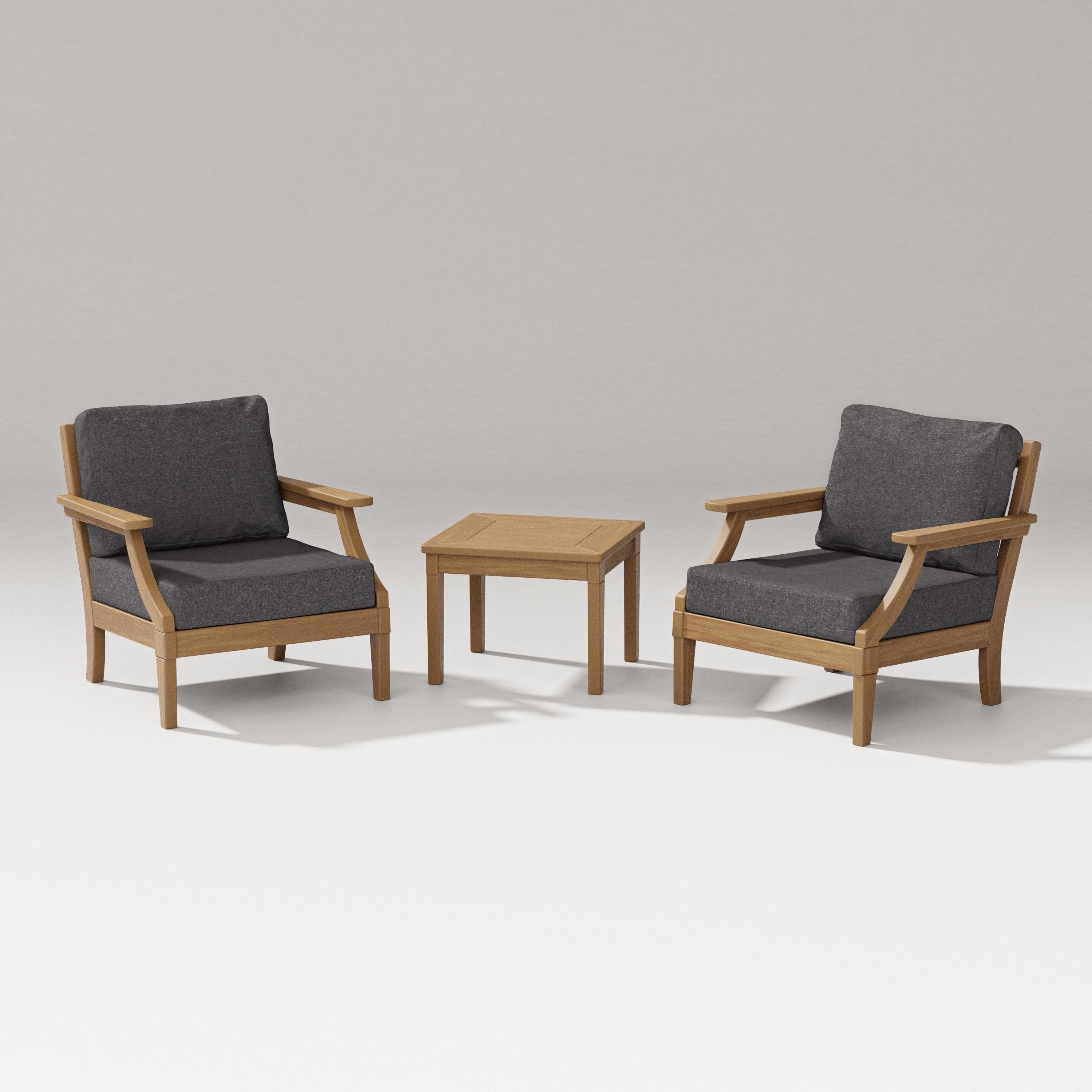 Estate 3-Piece Lounge Chair Set in Natural / Ash Charcoal