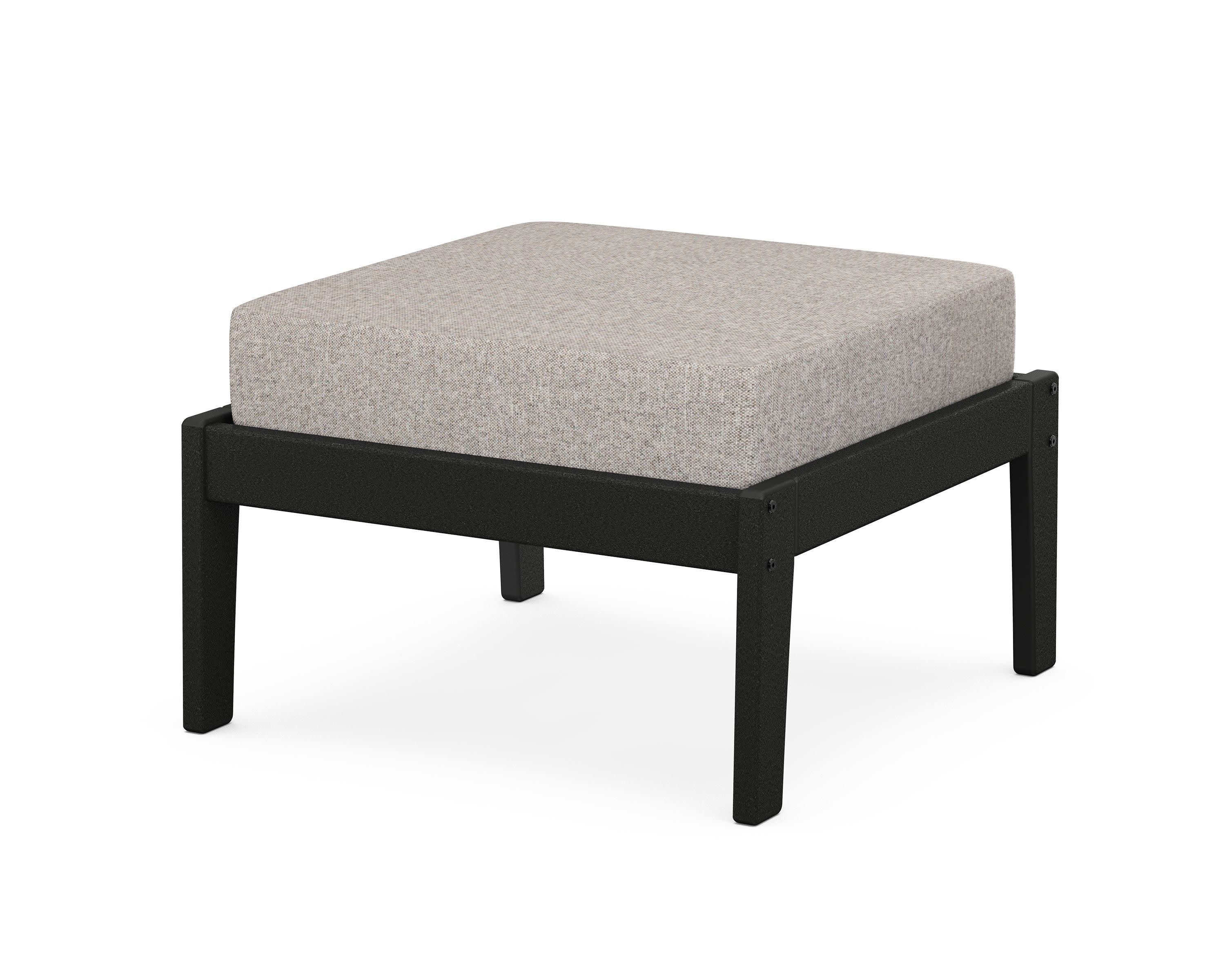 Deep Seating Ottoman in Black / Weathered Tweed