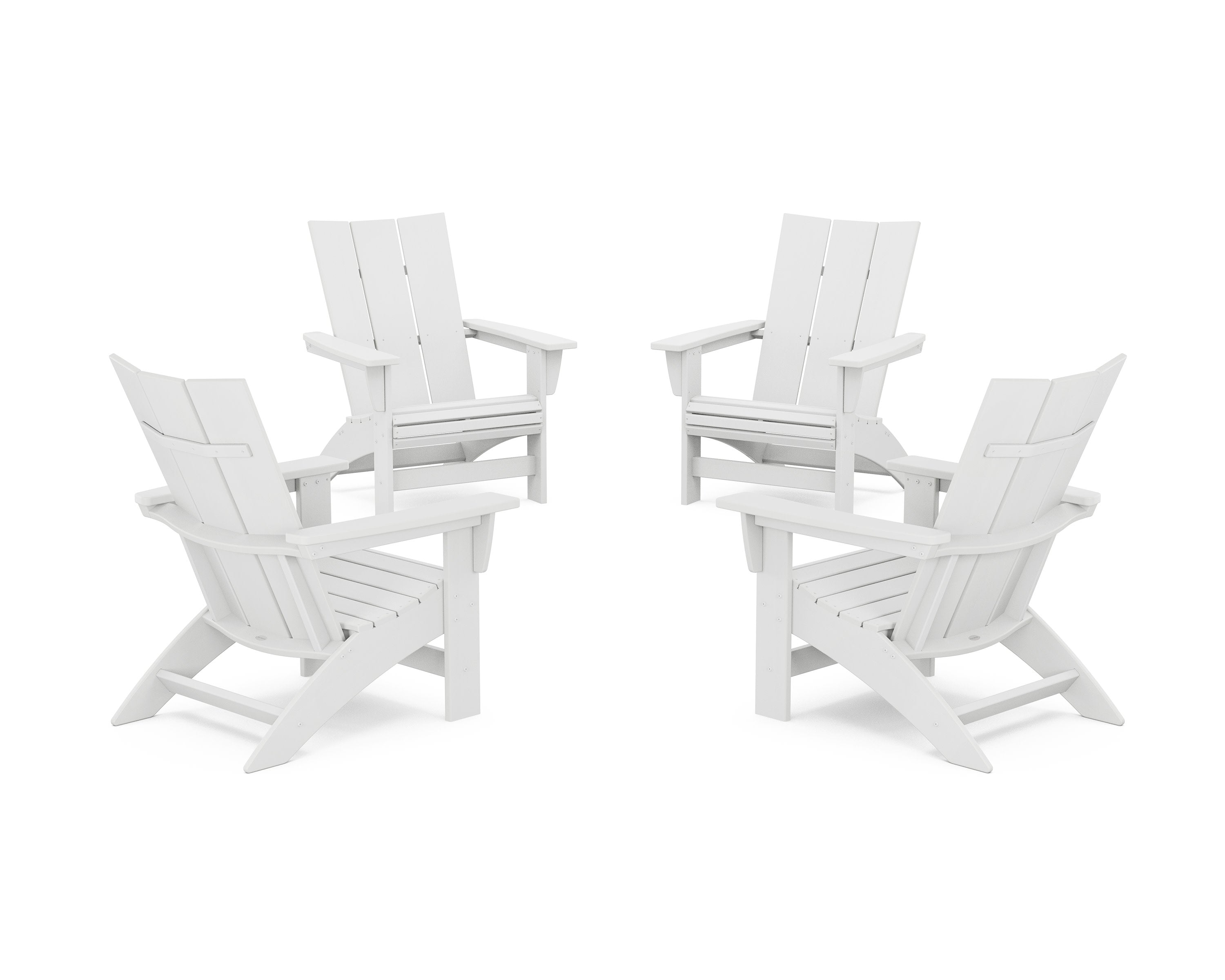 4-Piece Modern Grand Adirondack Chair Conversation Set in White