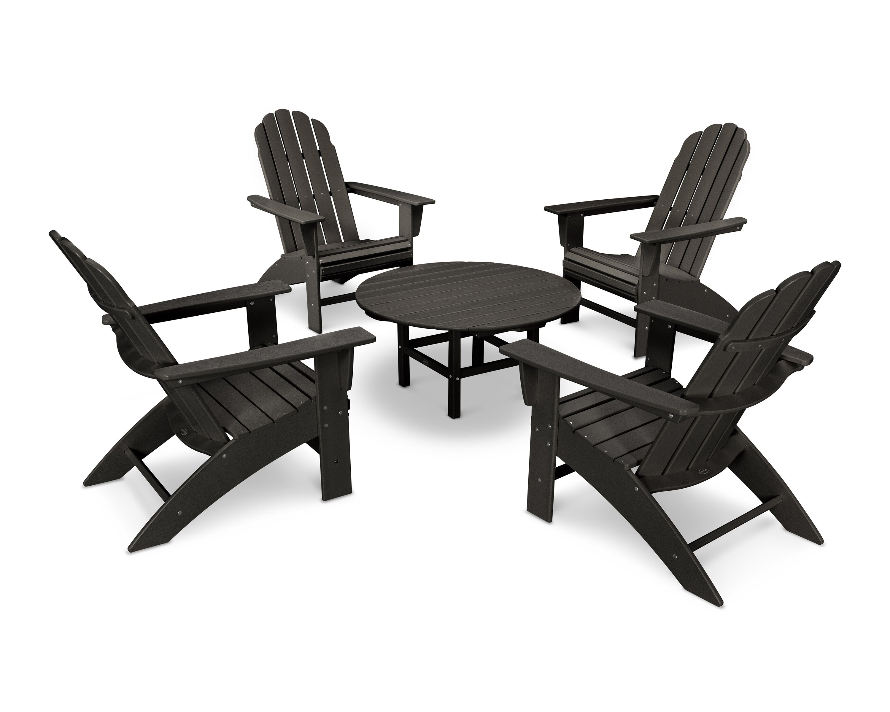 Vineyard 5-Piece Oversized Adirondack Set in Black