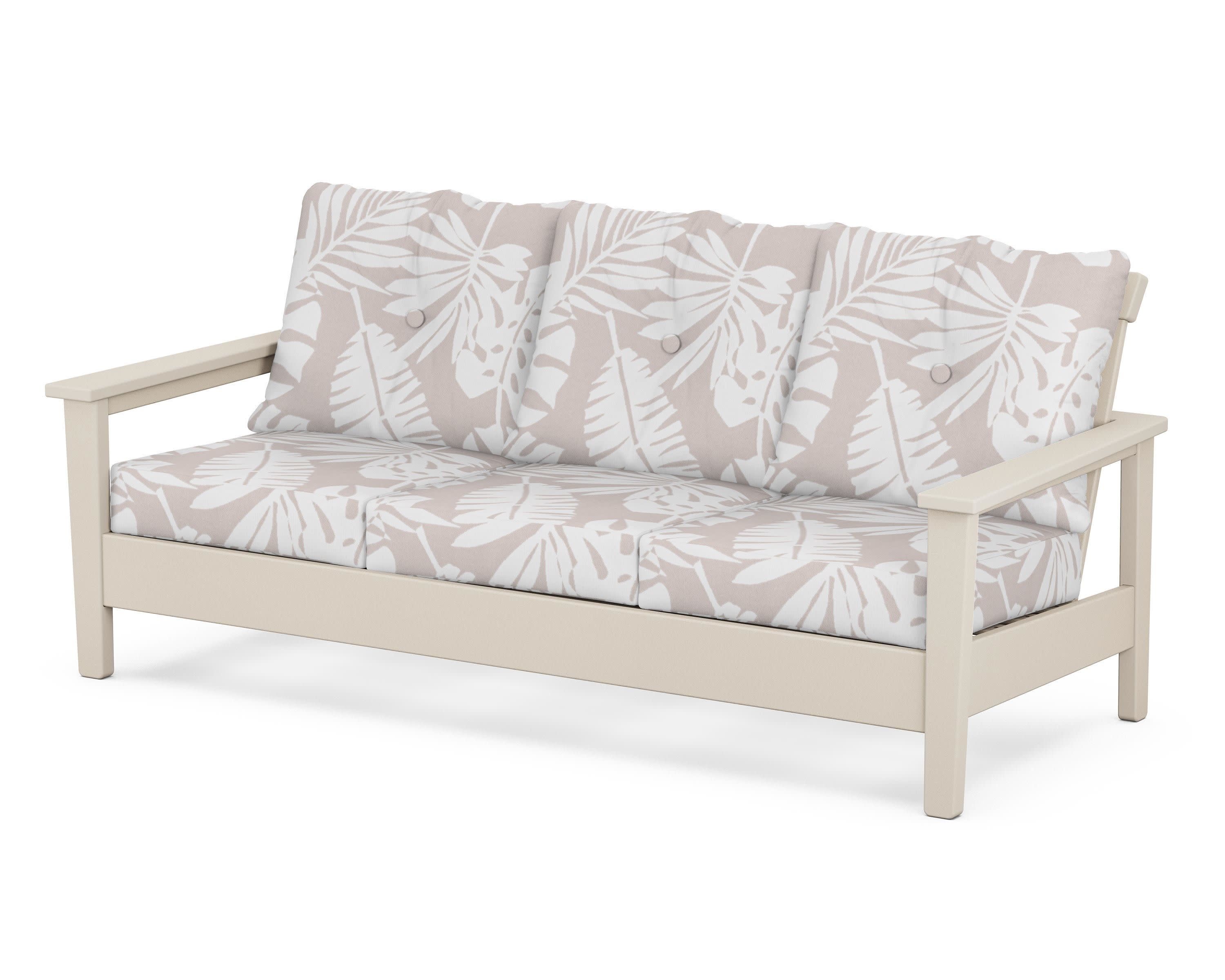 Prescott Deep Seating Sofa in Sand / Leaf Dune Burlap