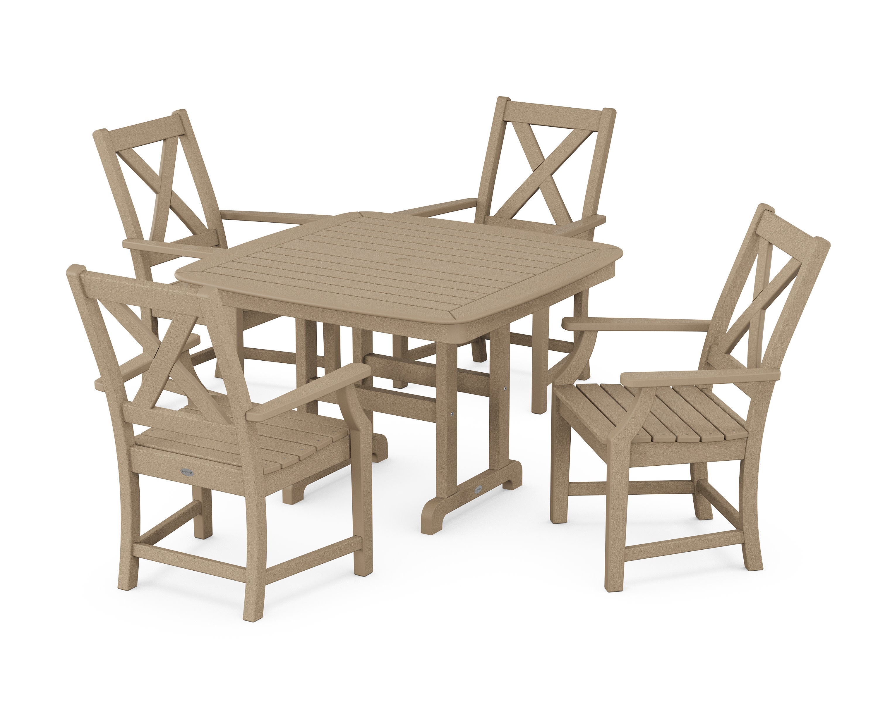 Braxton 5-Piece Dining Set with Trestle Legs in Vintage Sahara