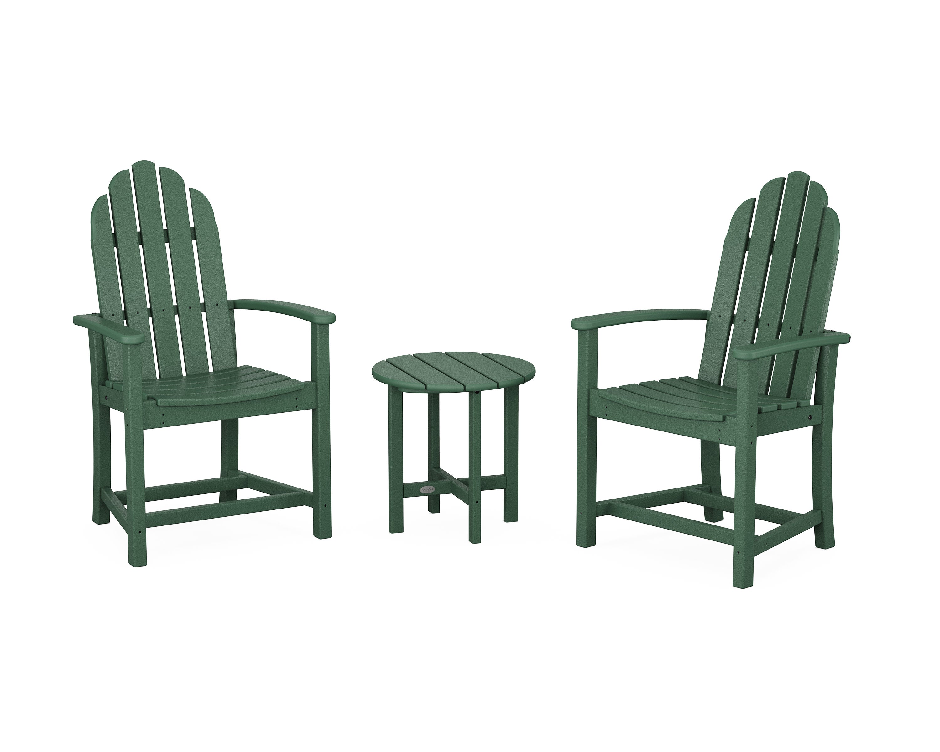 Classic 3-Piece Upright Adirondack Chair Set in Green