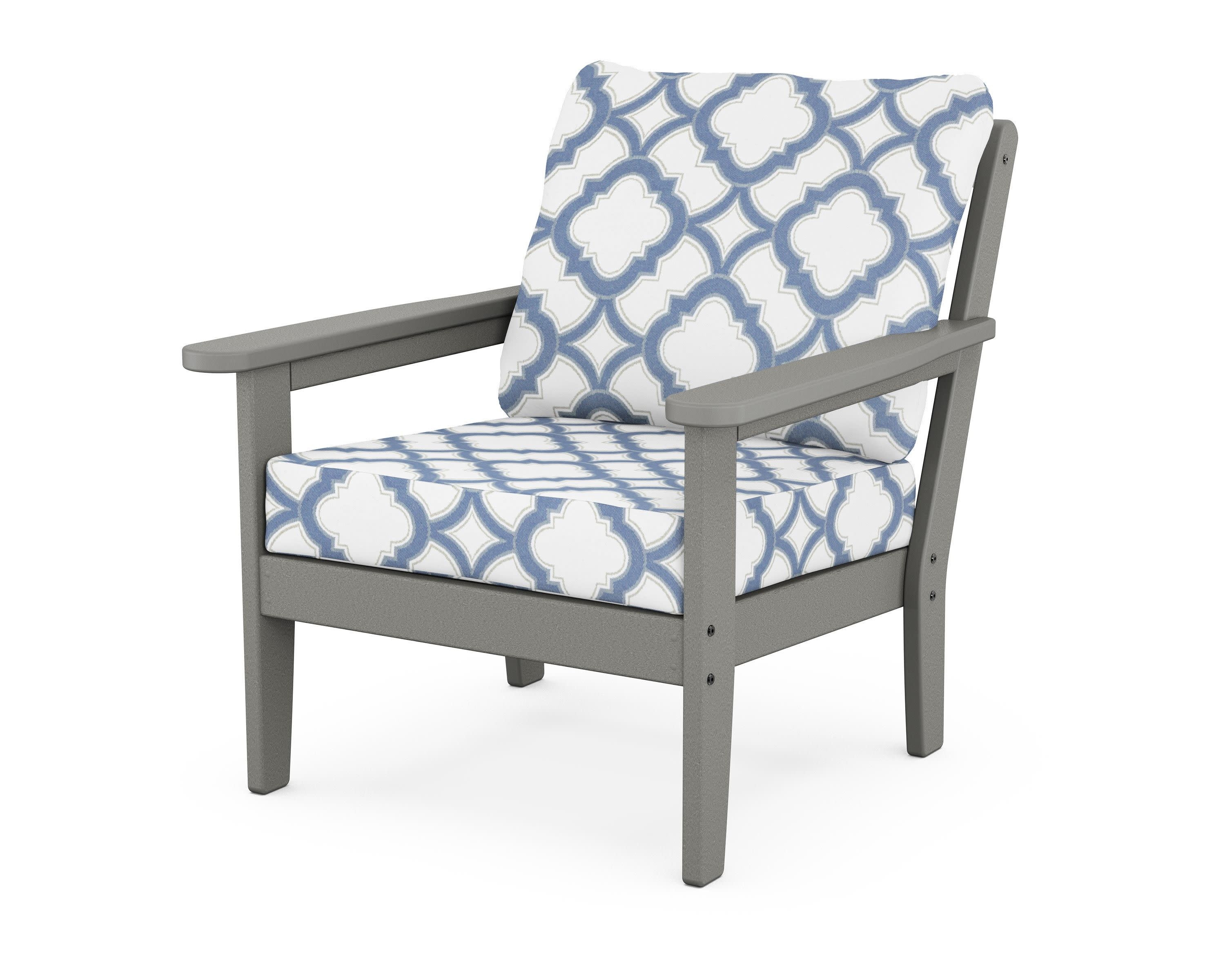 Cottage Deep Seating Chair in Slate Grey / Trellis Sky Blue