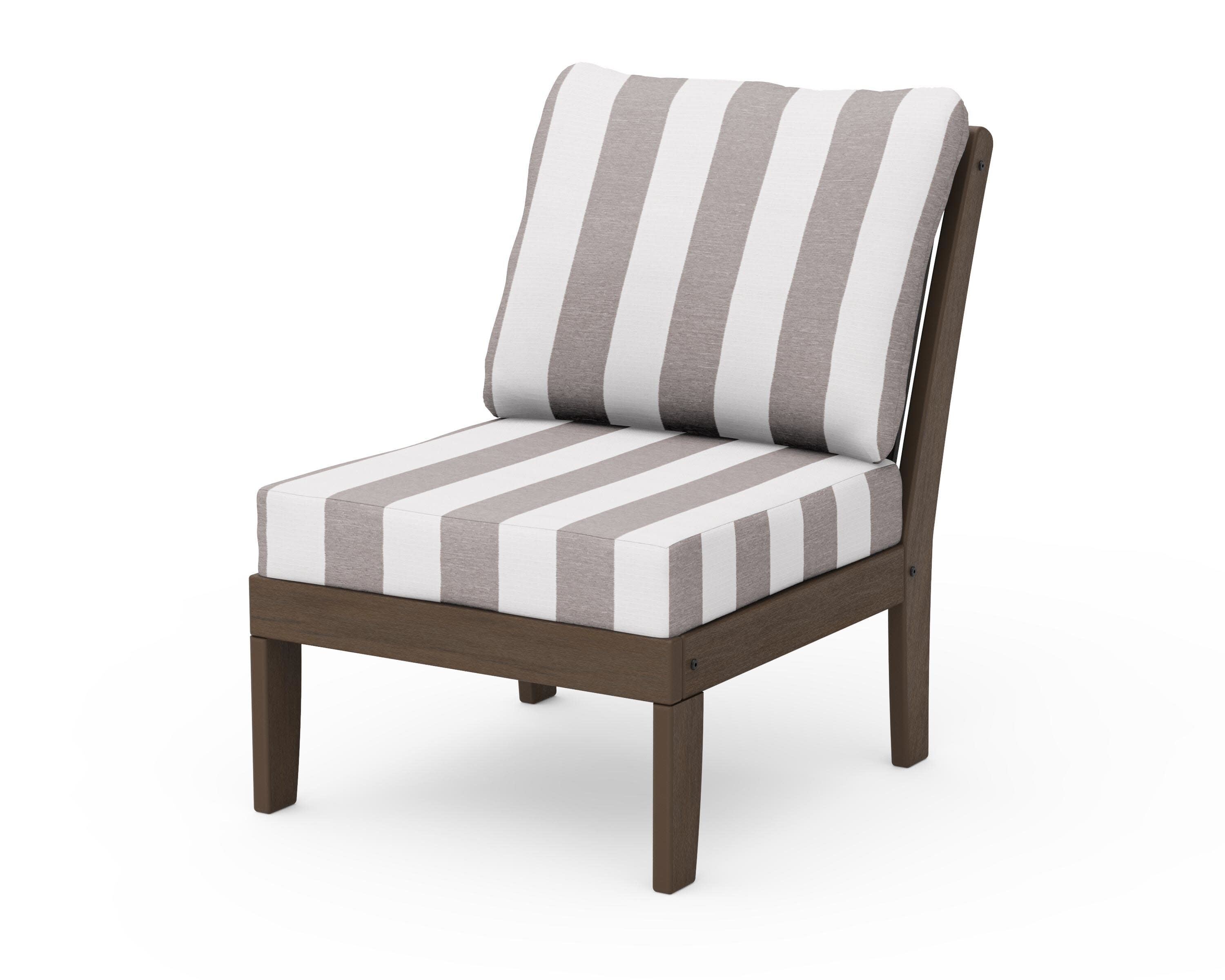 Braxton Modular Armless Chair in Kona / Cabana Stripe Grey Mist