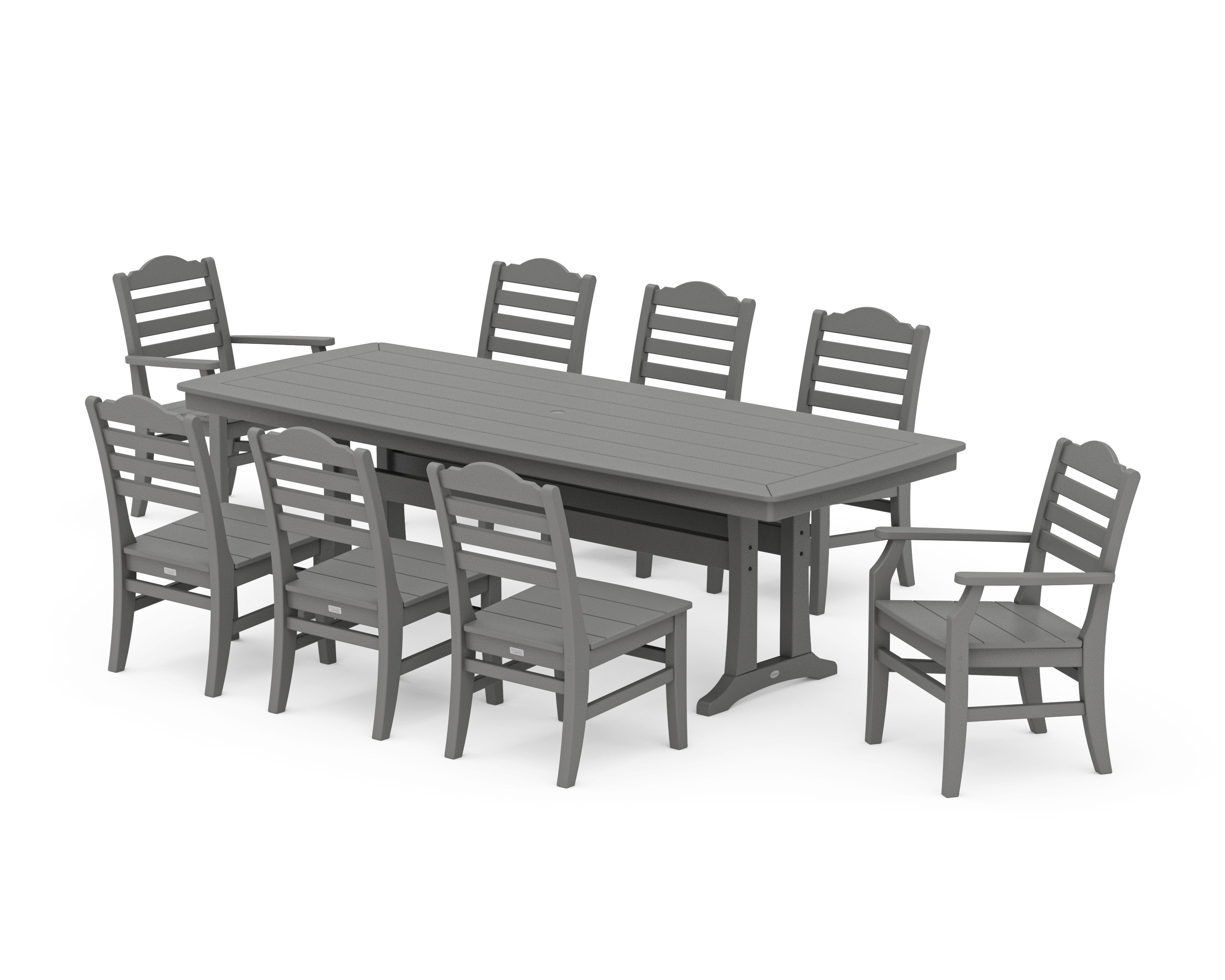 Savannah 9-Piece Dining Set with Trestle Legs in Slate Grey