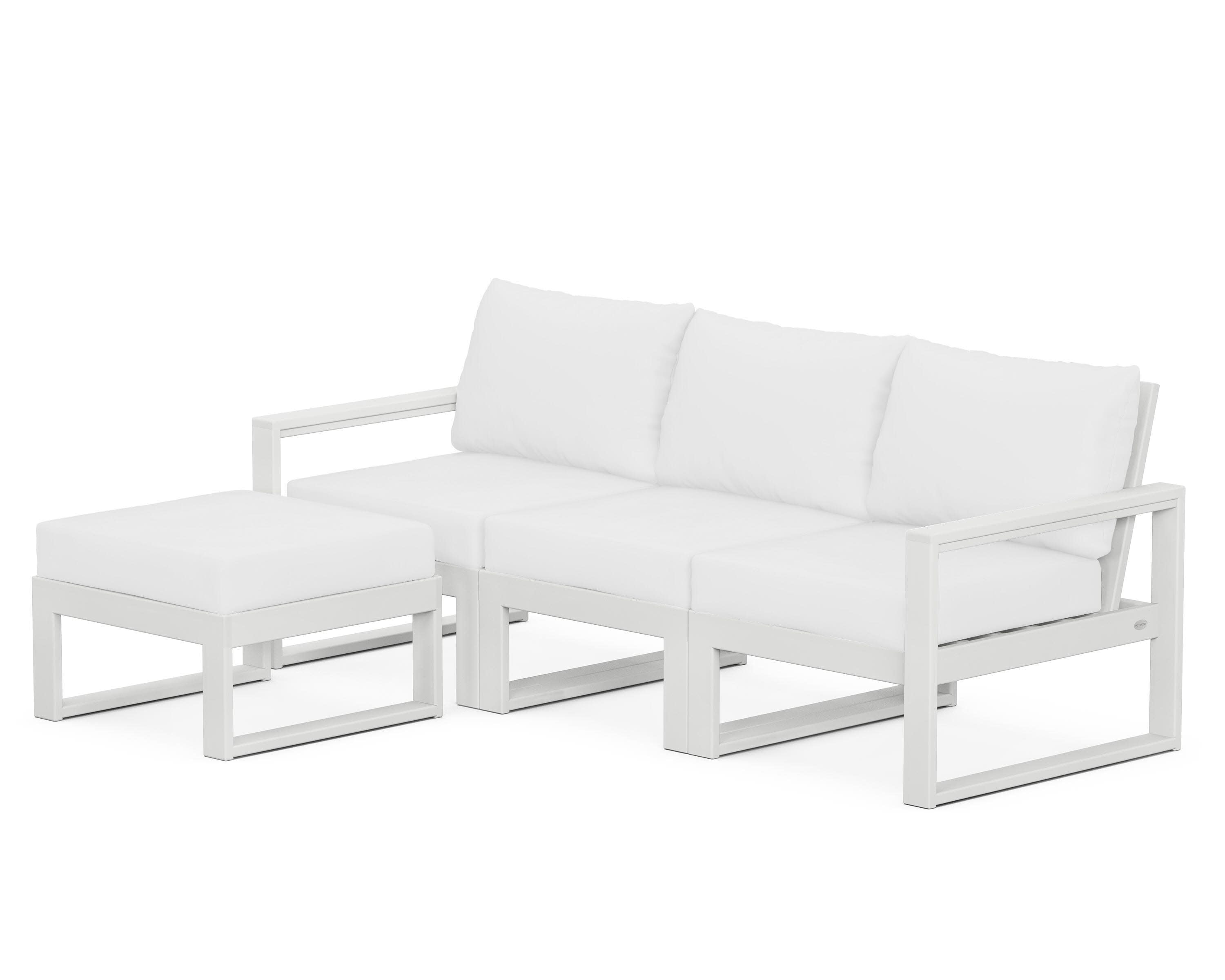 EDGE 4-Piece Modular Deep Seating Set with Ottoman in White / Natural