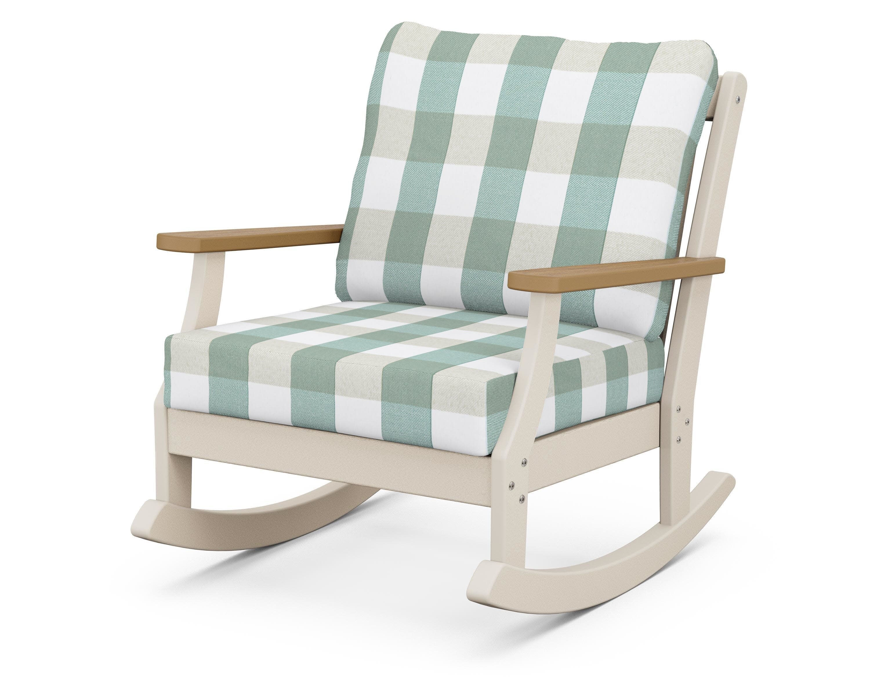 Braxton Deep Seating Rocking Chair in Sand / Natural / Buffalo Plaid Glacier Spa
