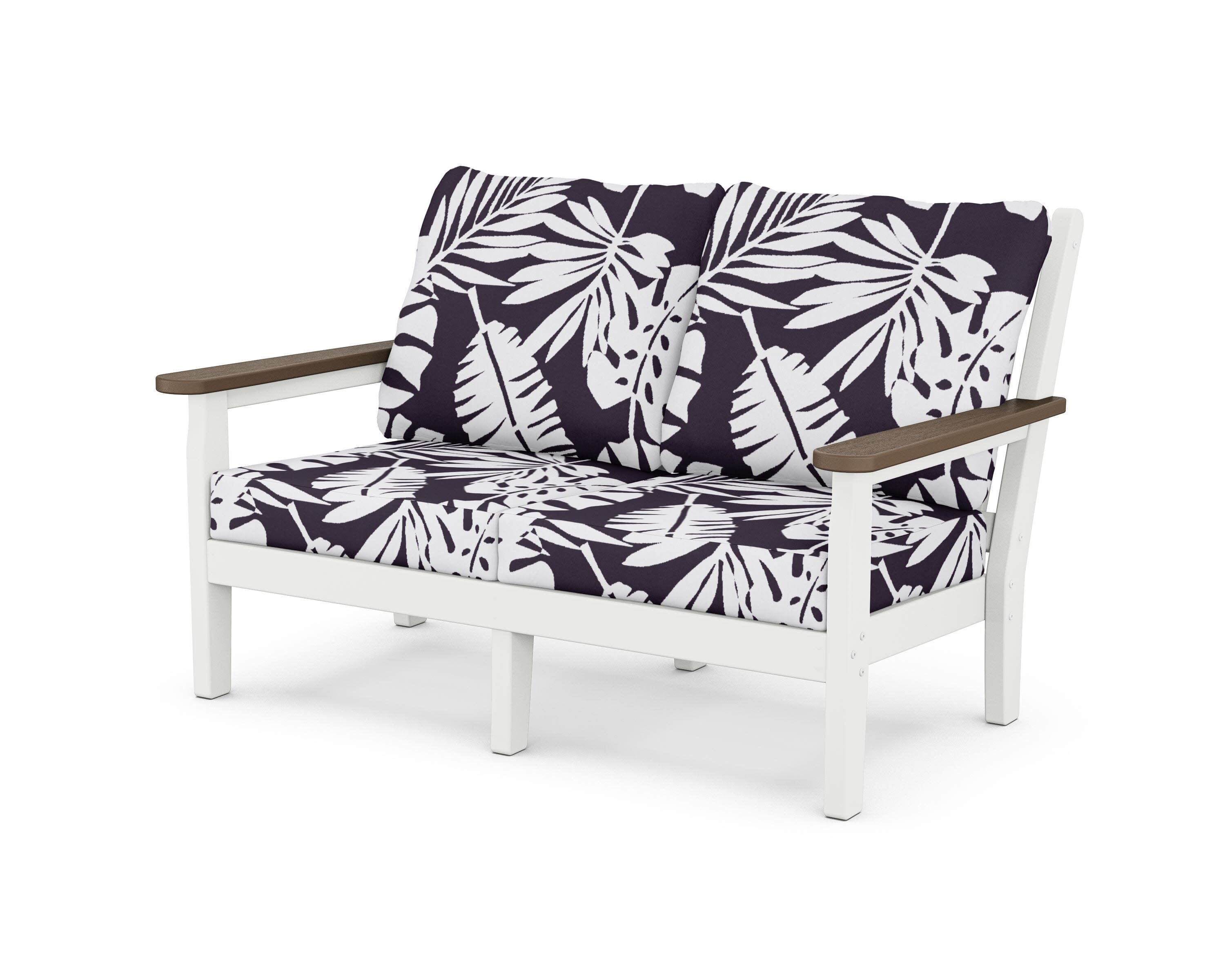 Chippendale Deep Seating Loveseat in White / Kona / Leaf Navy