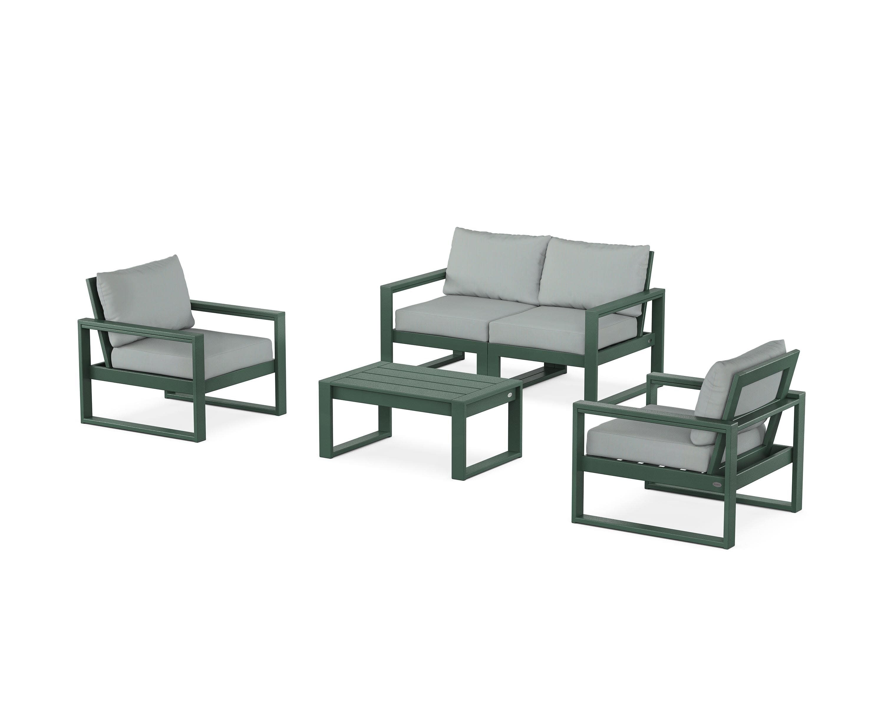 EDGE Sectional 4-Piece Deep Seating Set with Loveseat in Green / Spa