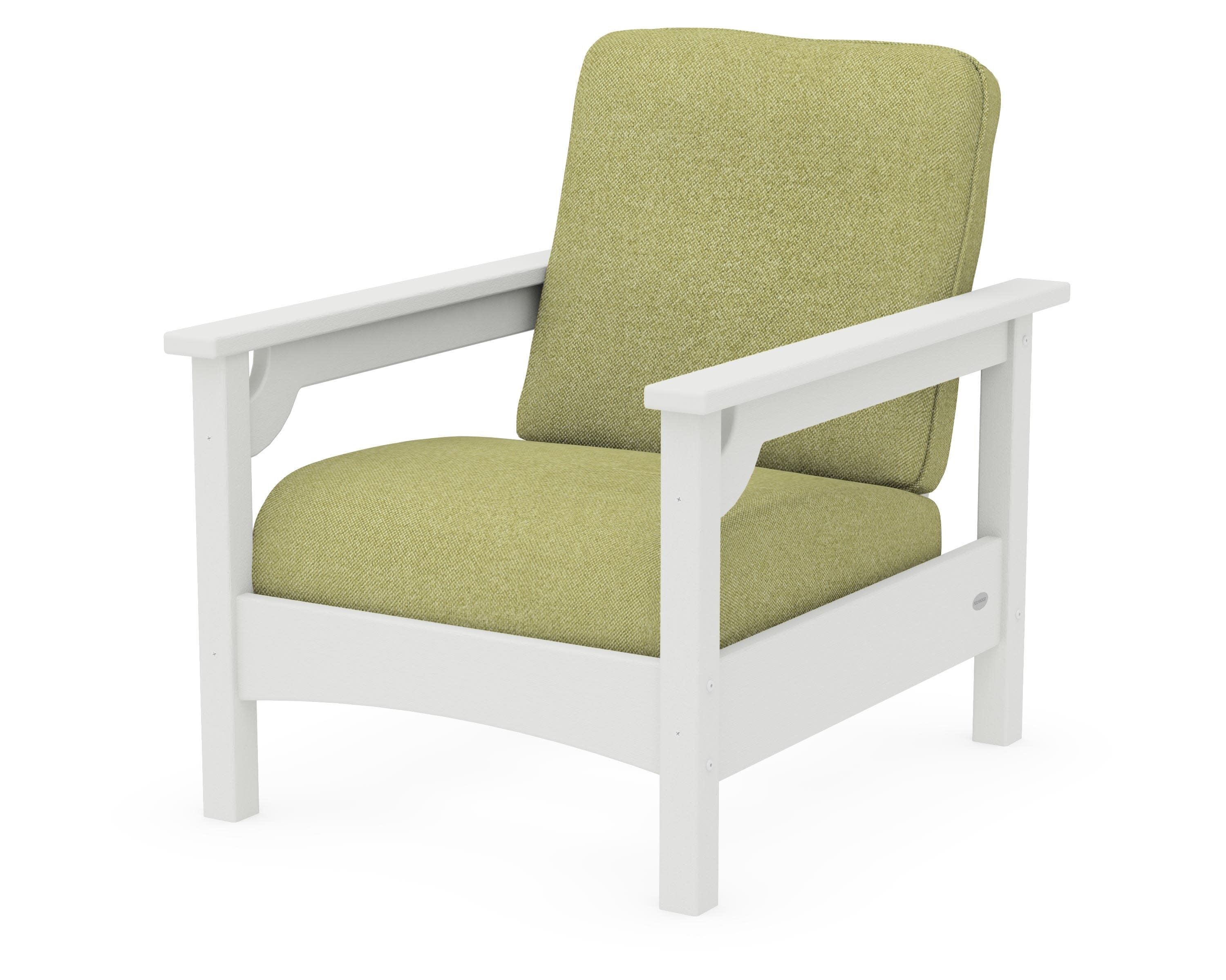 Club Chair in Vintage White / Chartreuse Boucle