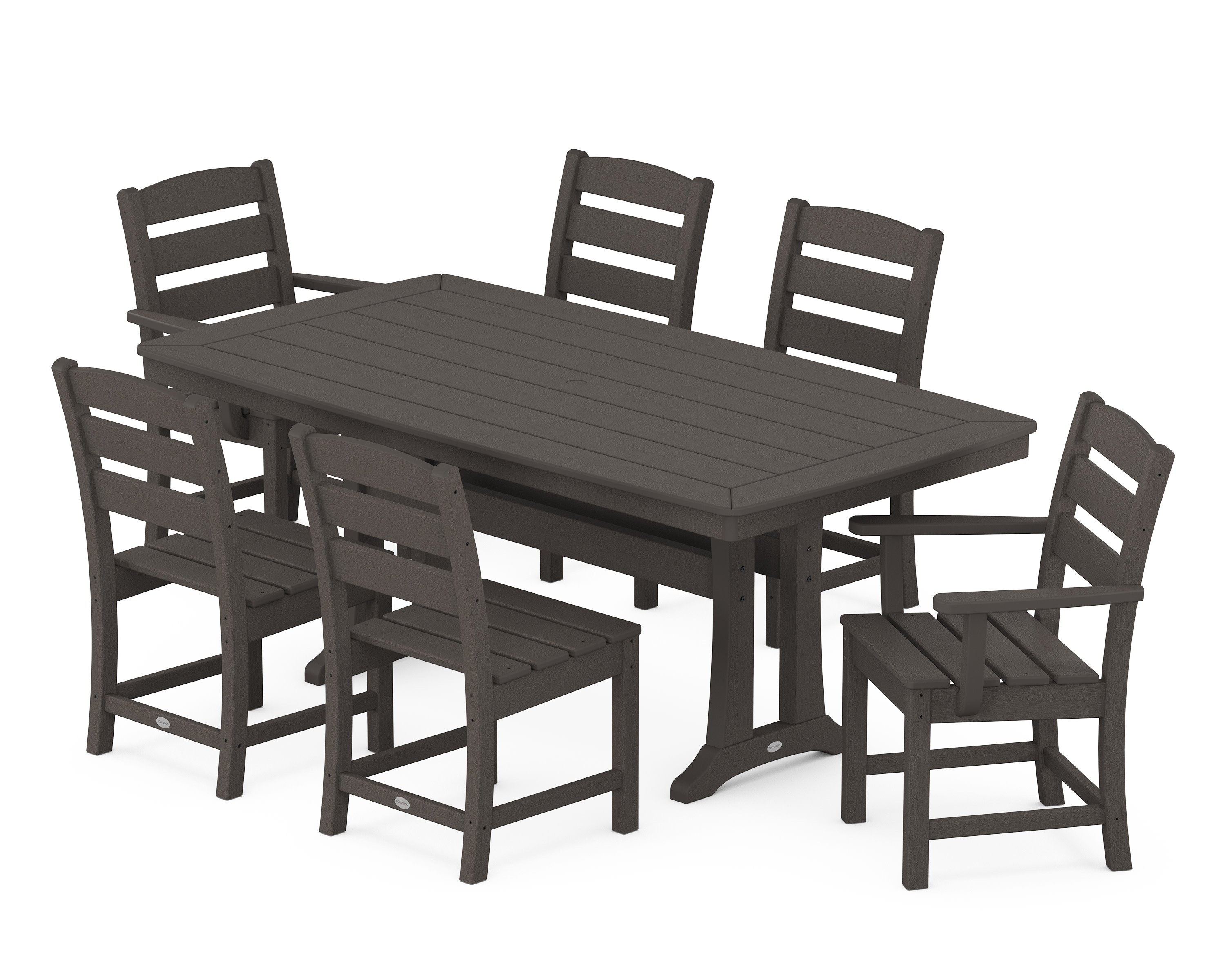 Lakeside 7-Piece Dining Set with Trestle Legs in Vintage Coffee