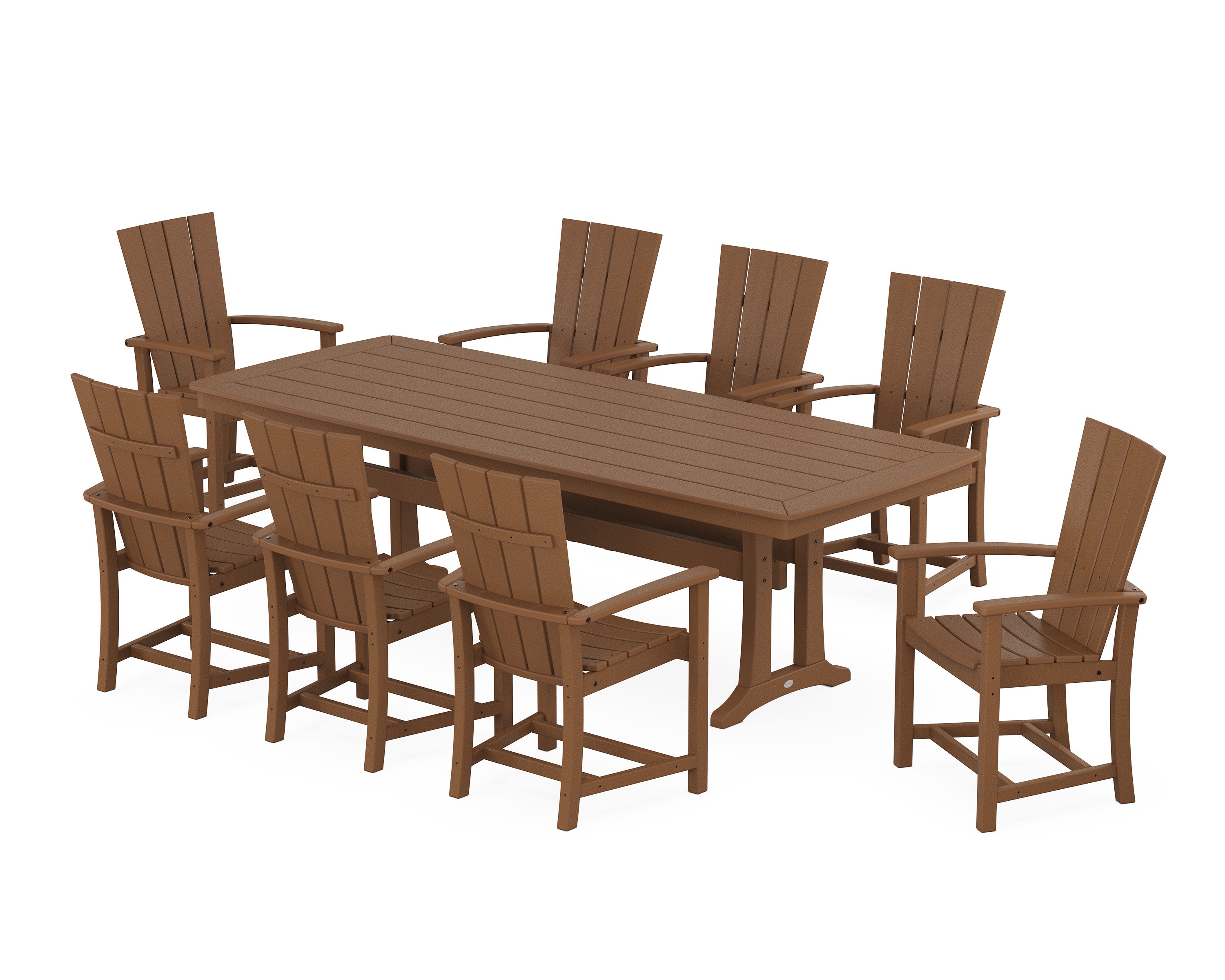 Quattro Adirondack 9-Piece Dining Set with Trestle Legs in Teak